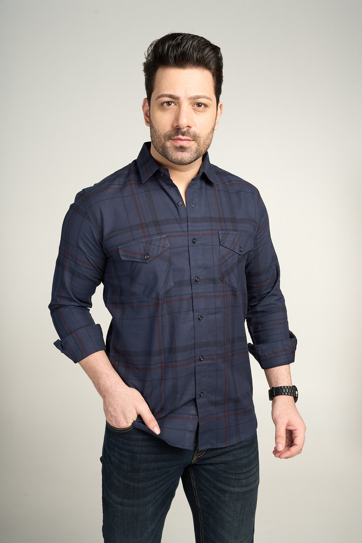 Pollux - Casual Double Pocket Slim Fit Shirt