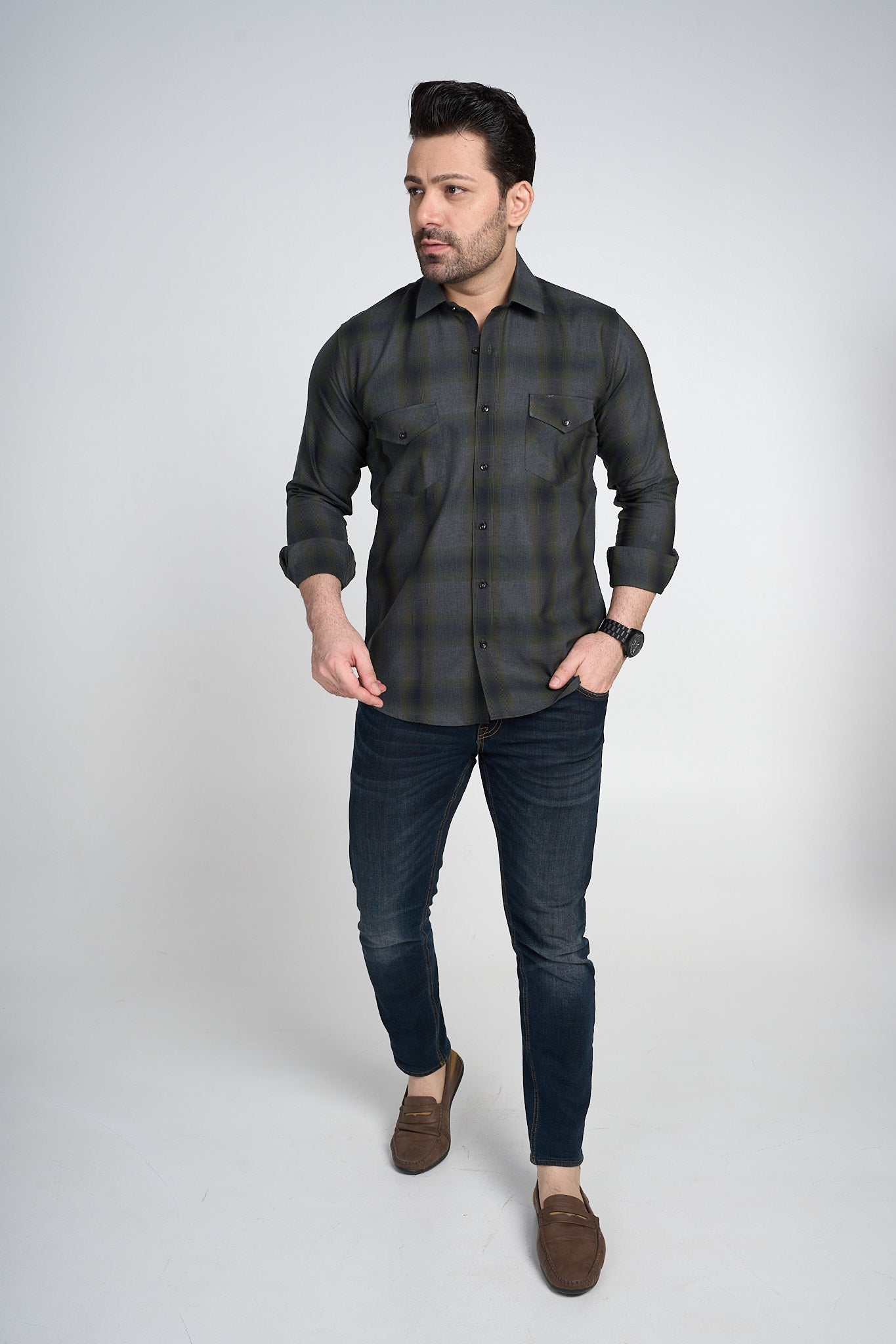 Alioth - Casual Double Pocket Slim Fit Shirt