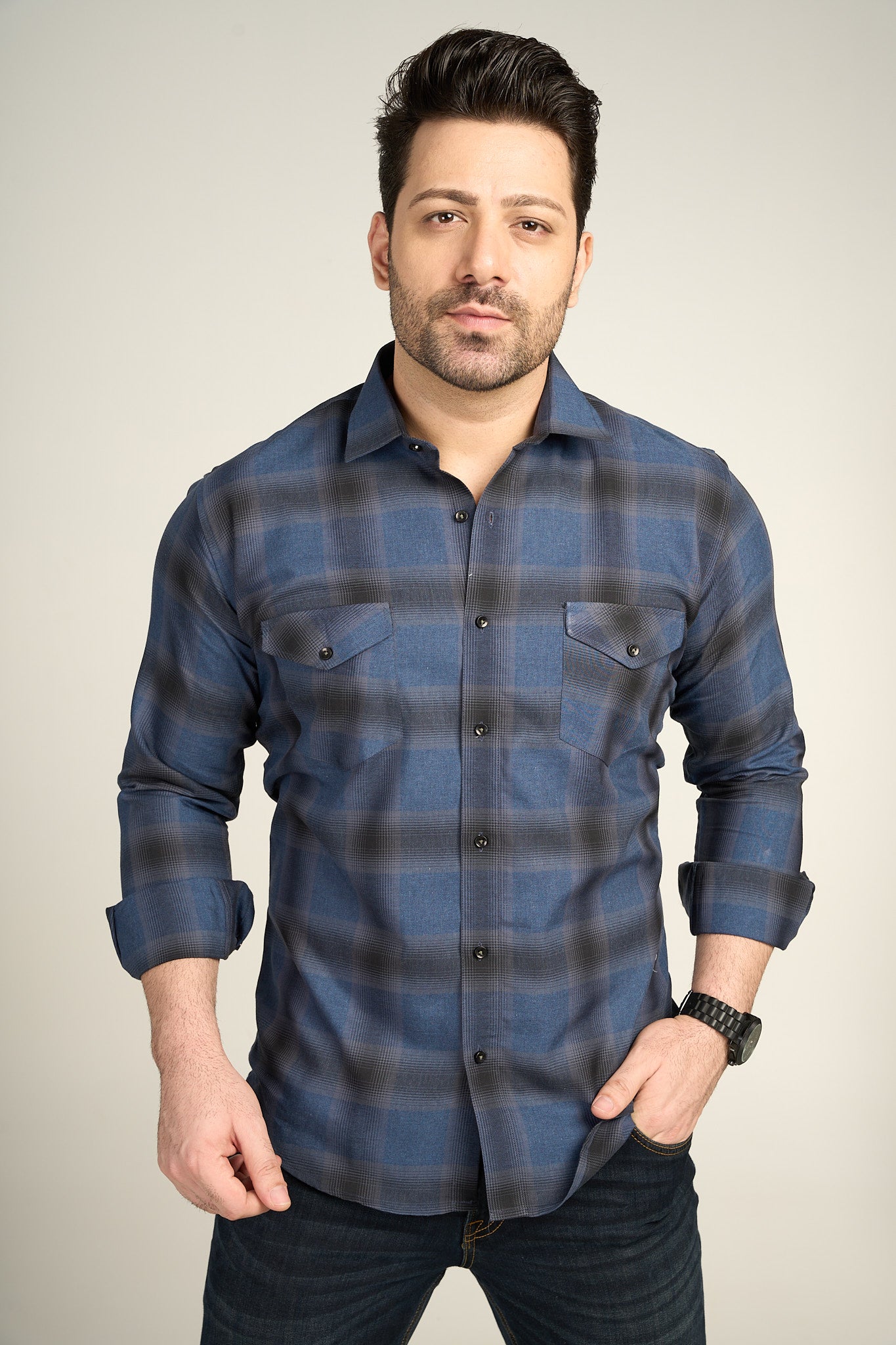 Alzirr - Casual Double Pocket Slim Fit Shirt