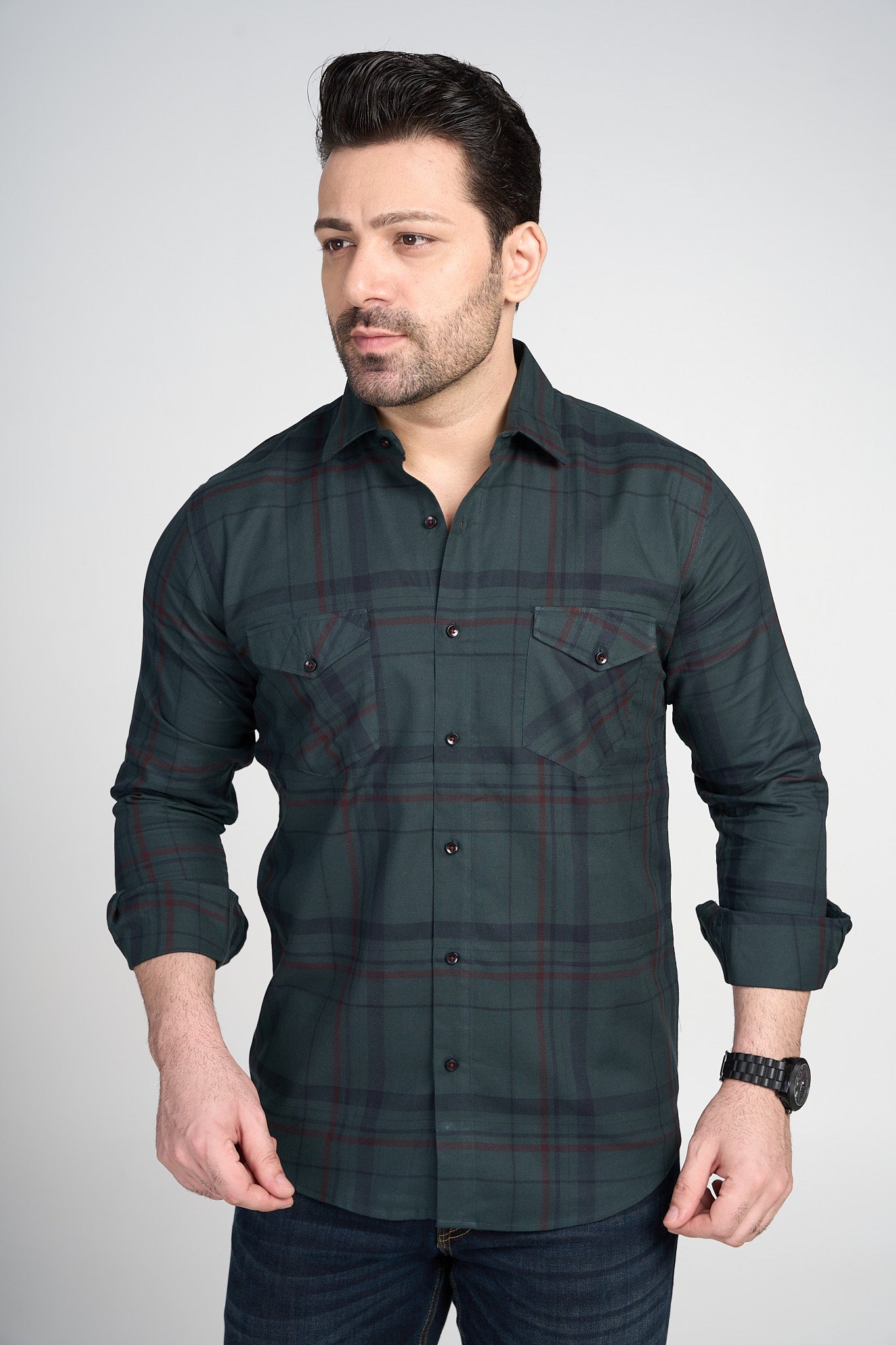 Zosma - Casual Double Pocket Slim Fit Shirt