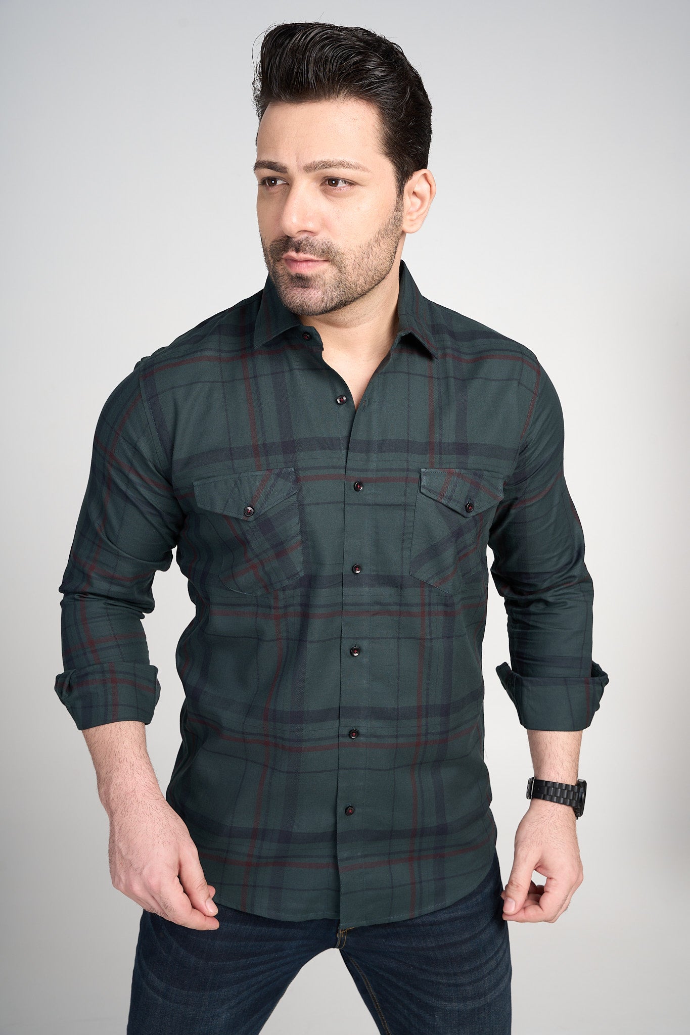 Zosma - Casual Double Pocket Slim Fit Shirt