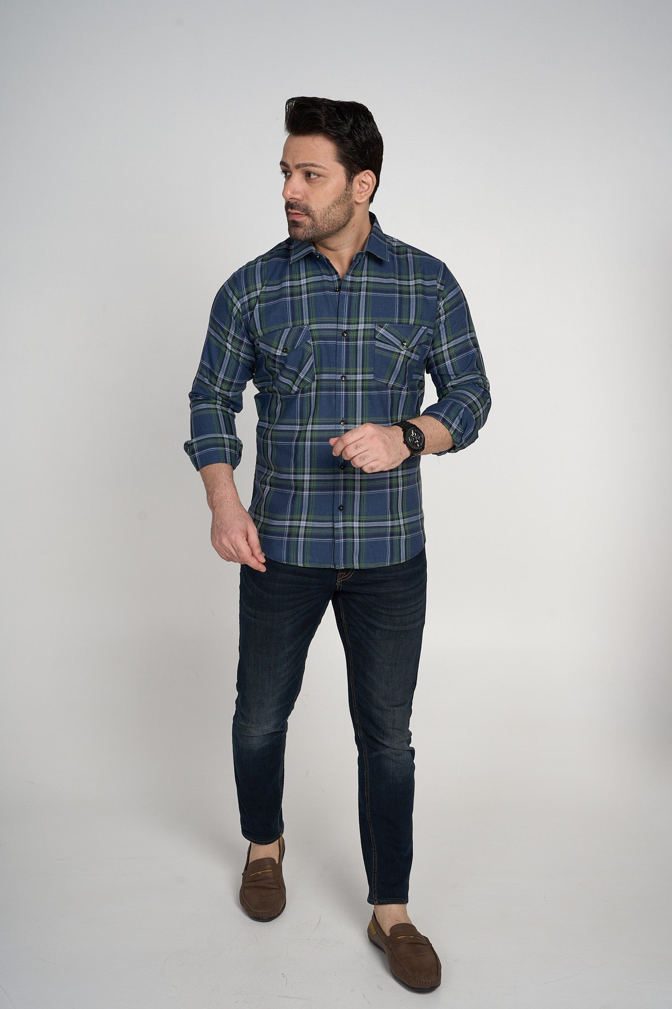 Ran - Casual Double Pocket Slim Fit Shirt