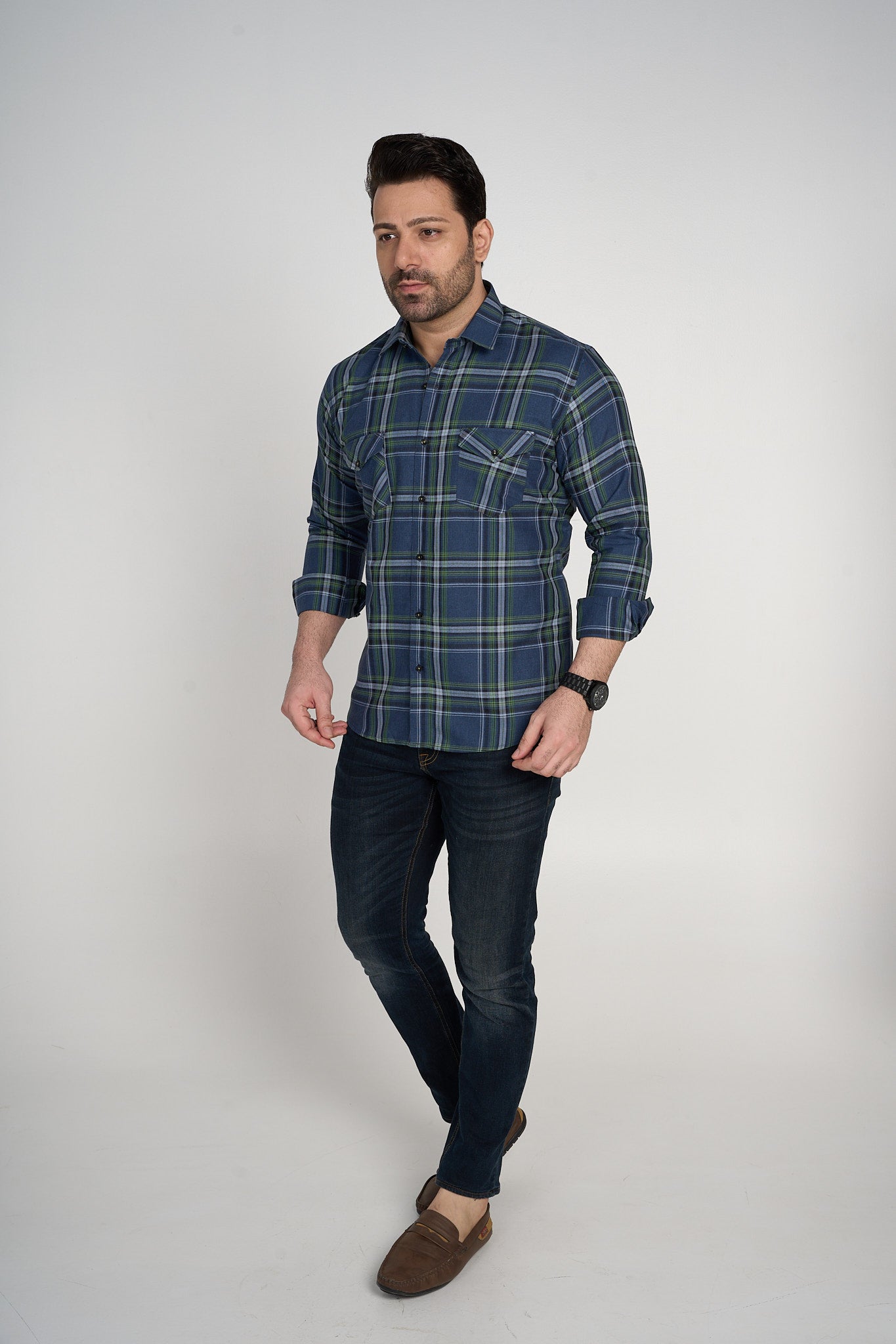 Ran - Casual Double Pocket Slim Fit Shirt