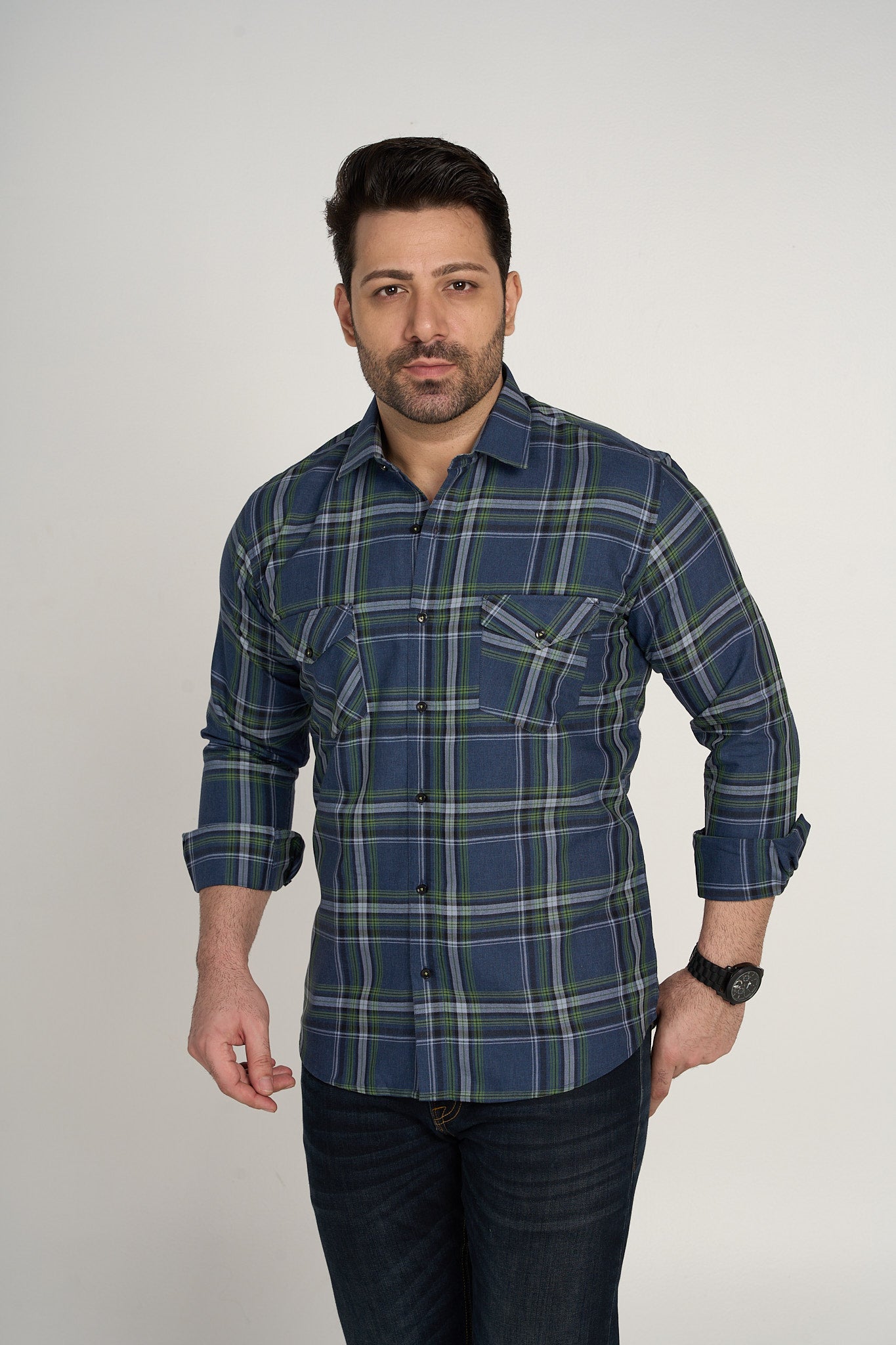 Ran - Casual Double Pocket Slim Fit Shirt