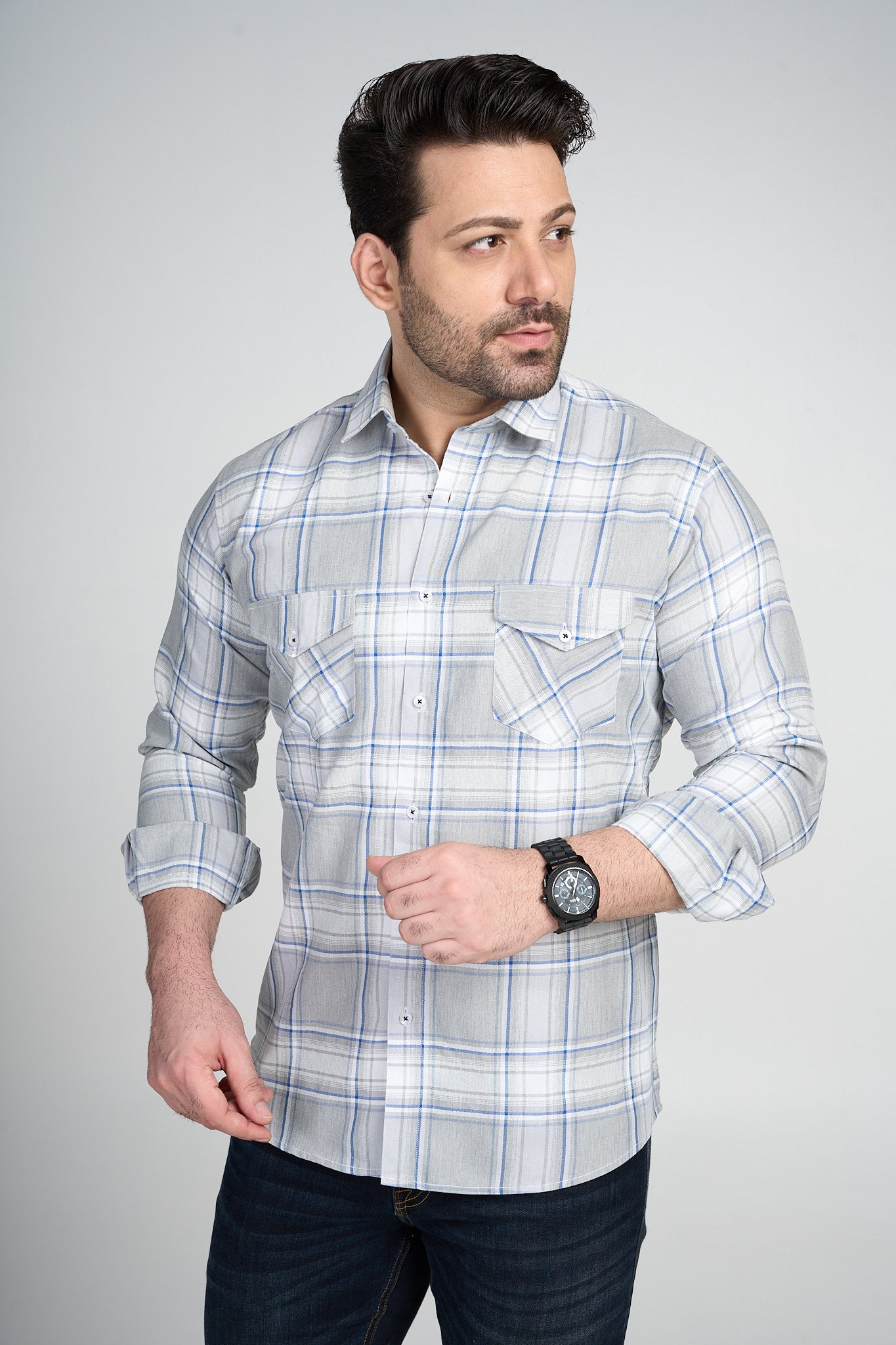 Miram Casual Double Pocket Slim Fit Shirt - Main Image
