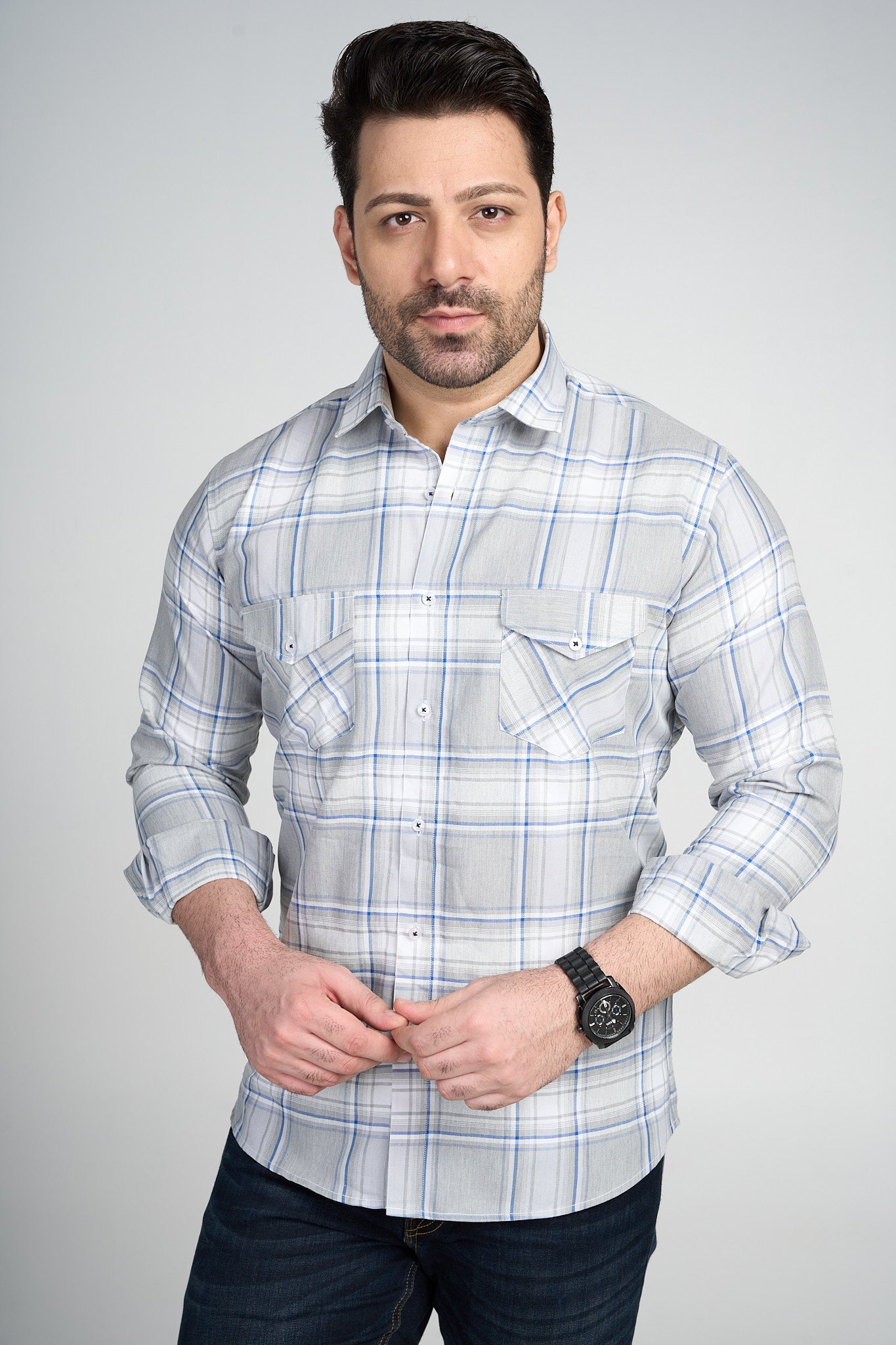 Miram Casual Double Pocket Slim Fit Shirt - Main Image