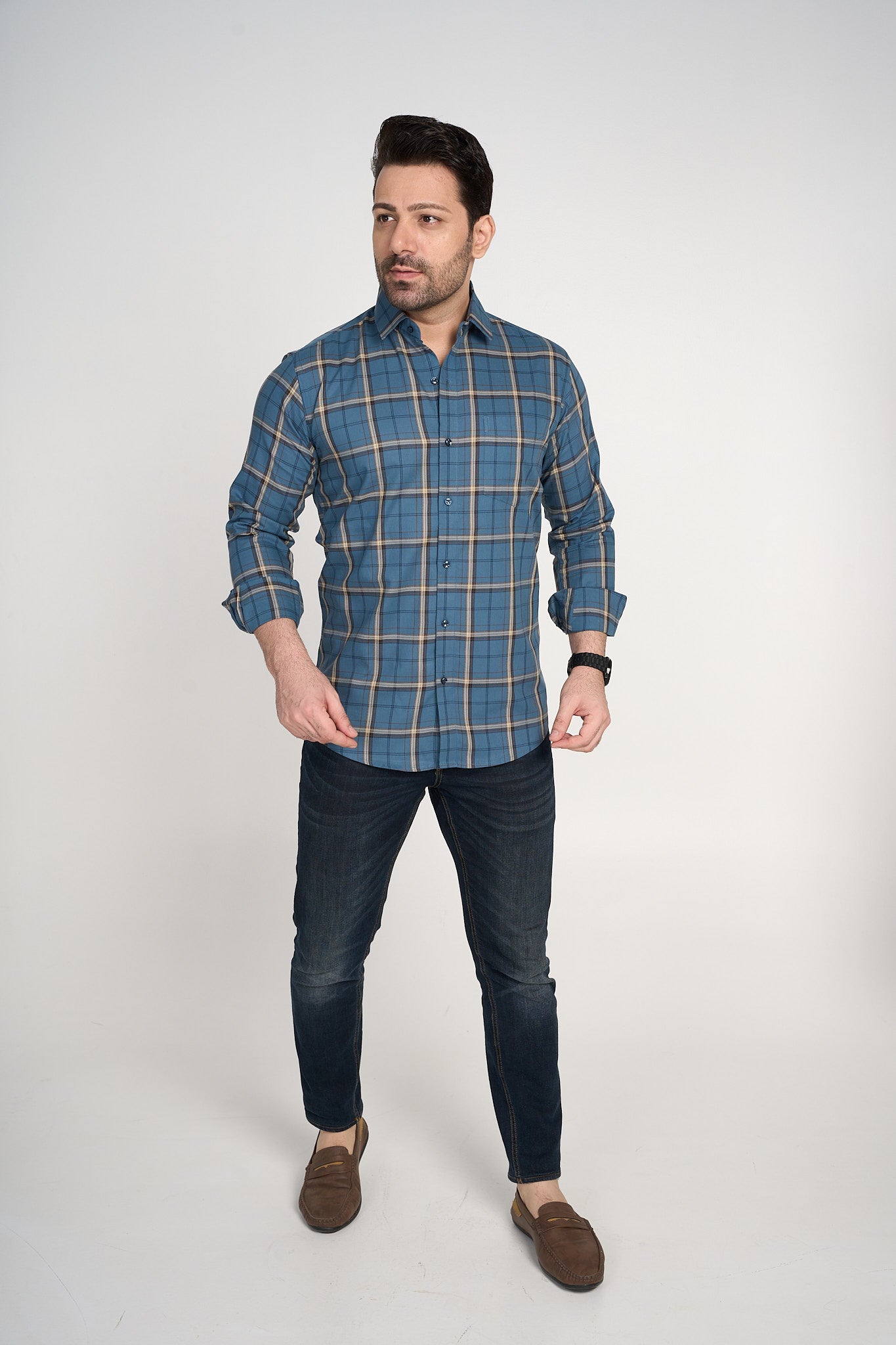 Galloway - Dobby Checkered slim fit shirt