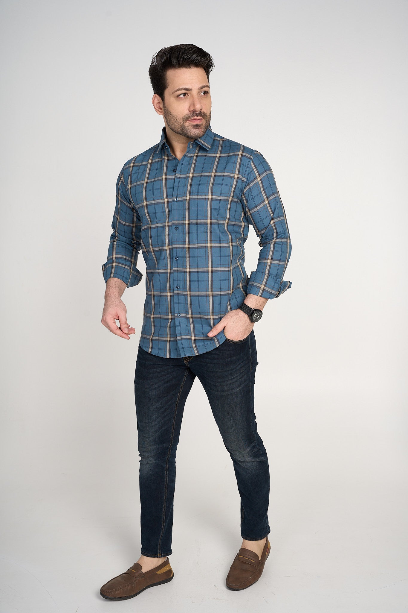 Galloway - Dobby Checkered slim fit shirt