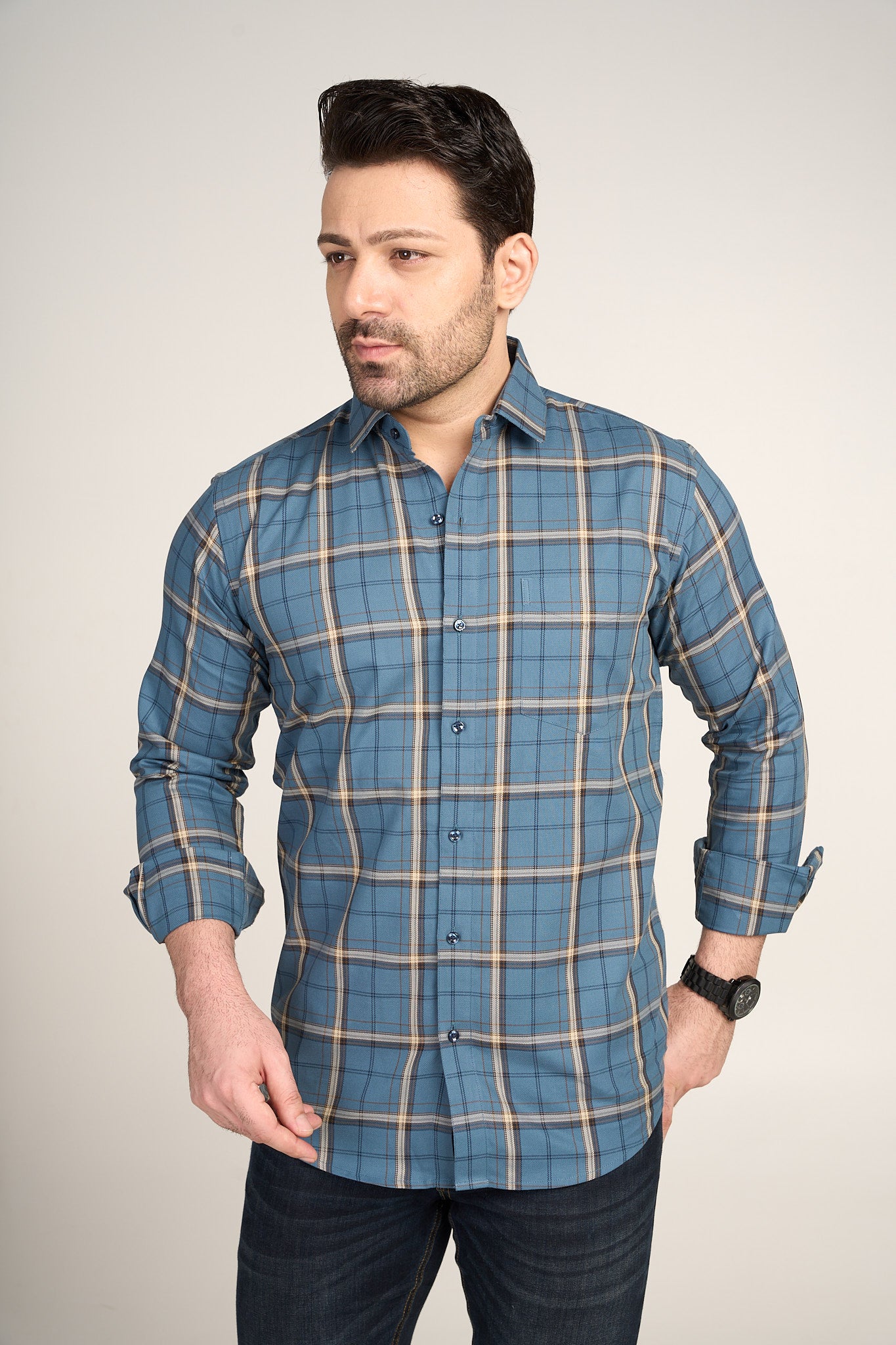 Galloway - Dobby Checkered slim fit shirt