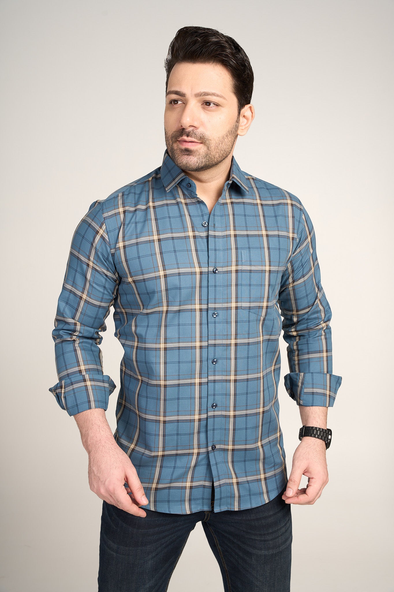 Galloway - Dobby Checkered slim fit shirt