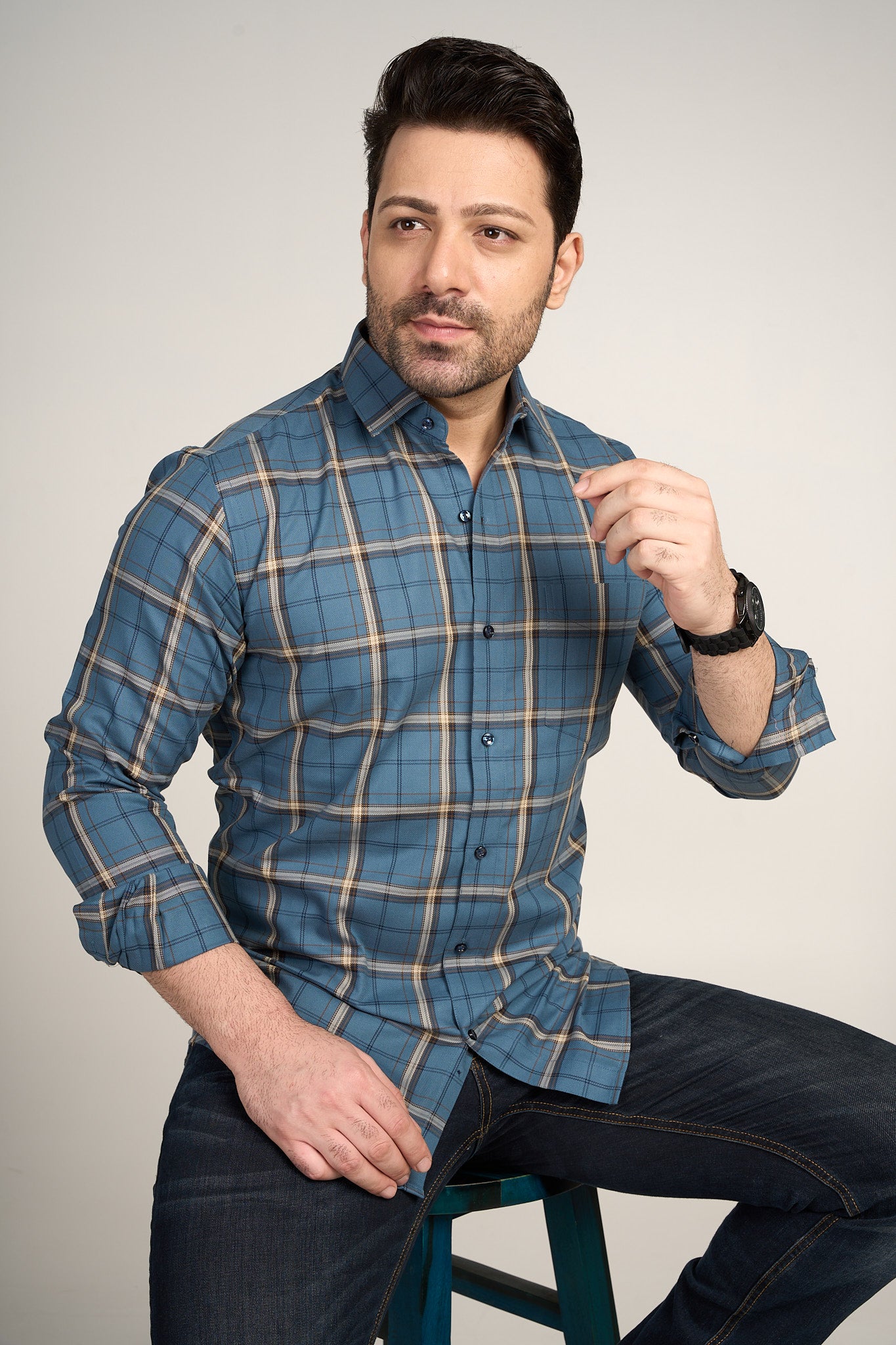 Galloway - Dobby Checkered slim fit shirt