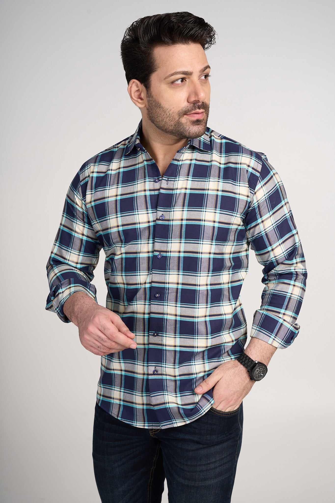 Trombay - Oxford Slim Fit Checkered Shirt