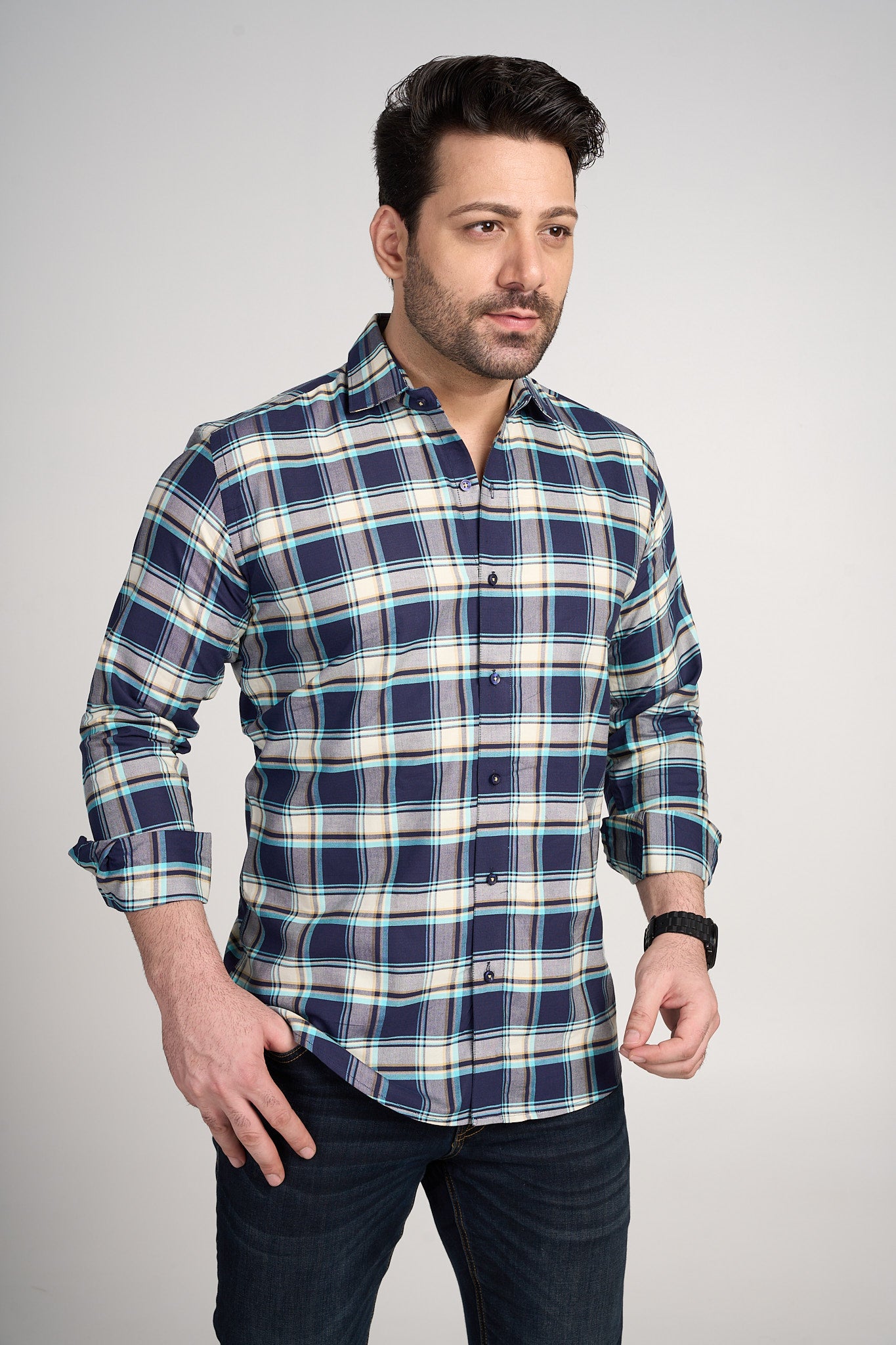 Trombay - Oxford Slim Fit Checkered Shirt