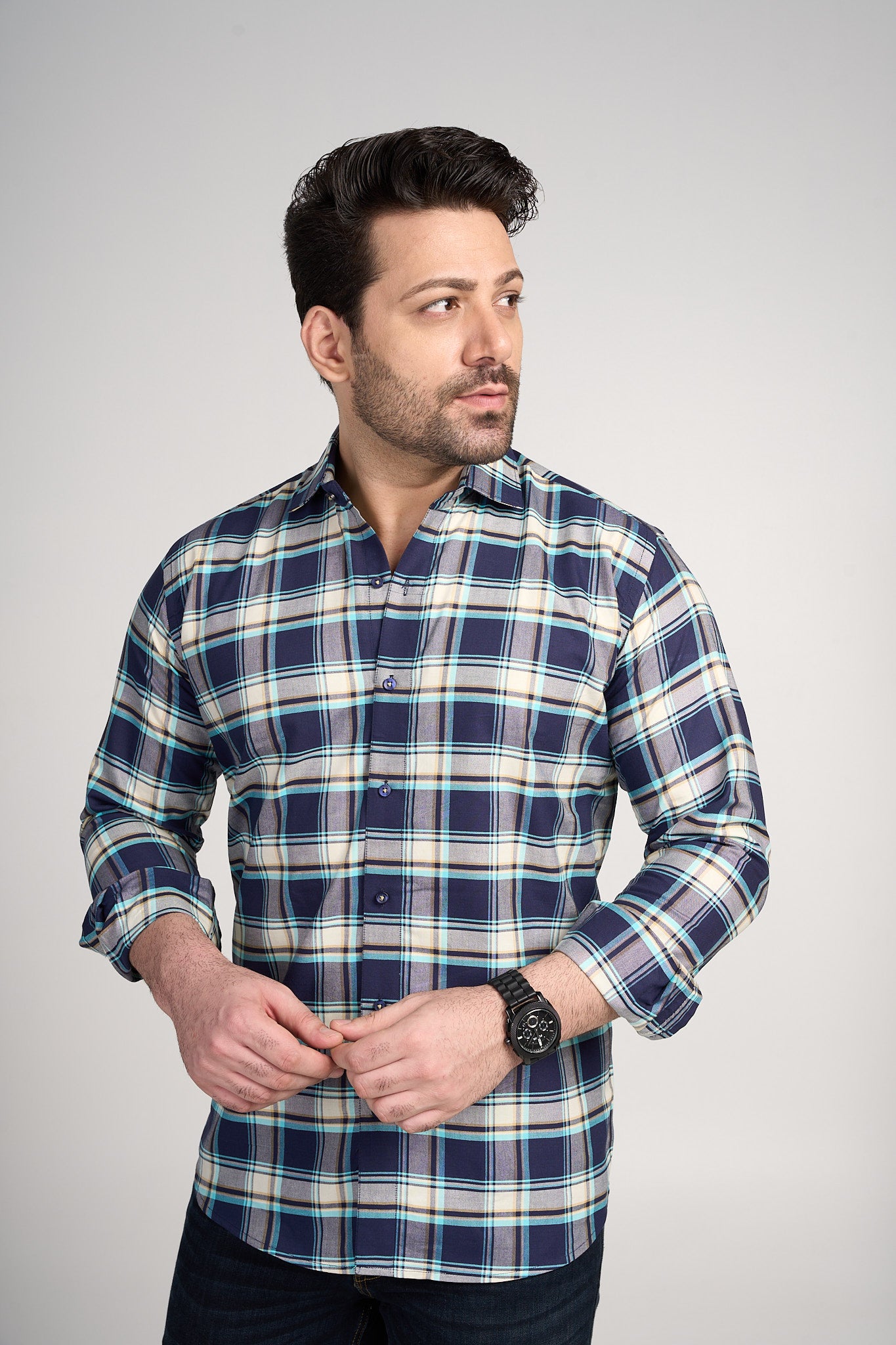 Trombay - Oxford Slim Fit Checkered Shirt