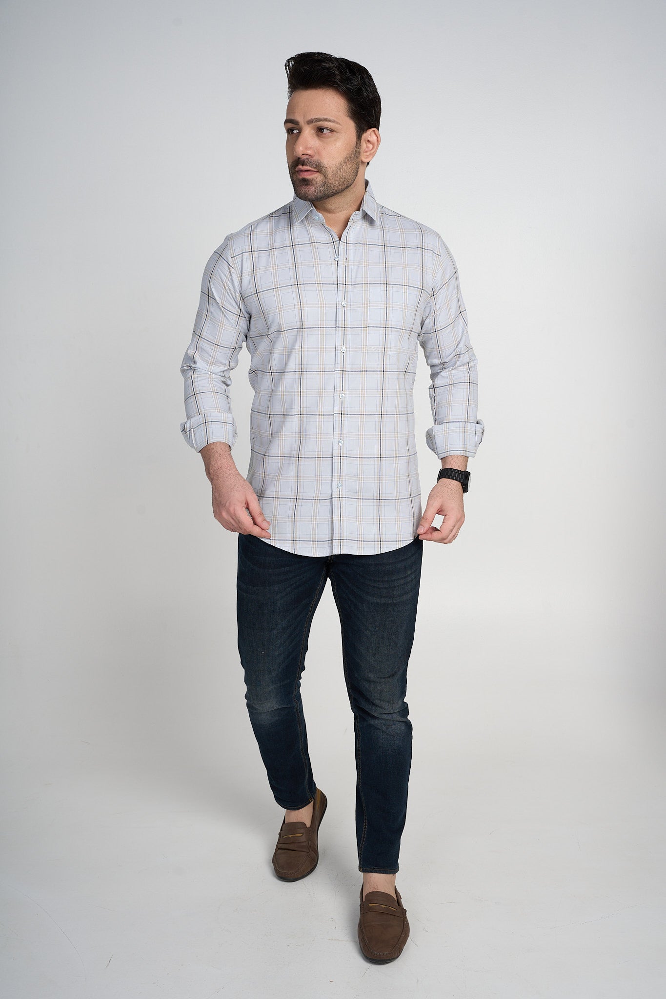 Angus - Dobby Checkered slim fit shirt