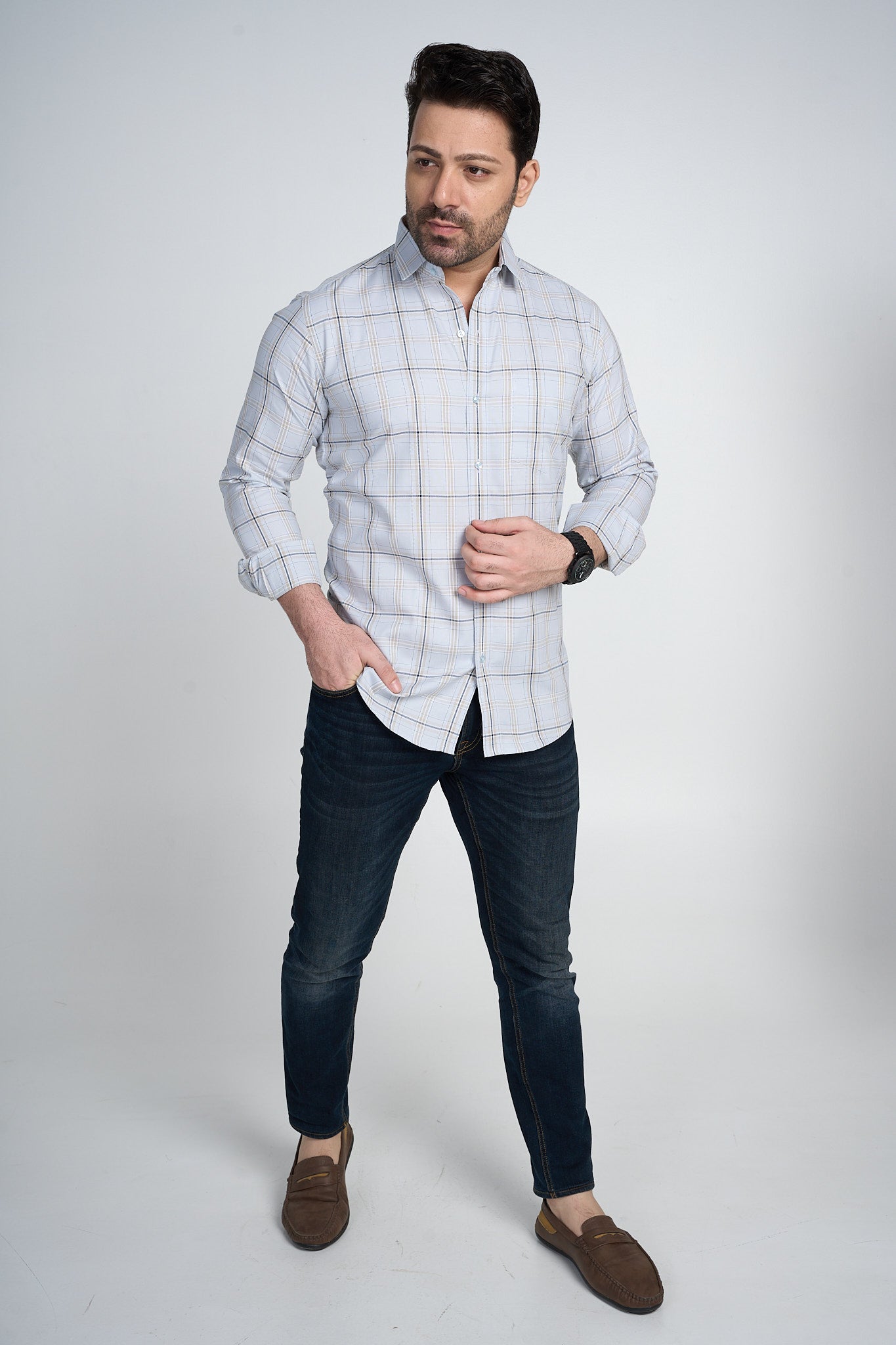 Angus - Dobby Checkered slim fit shirt