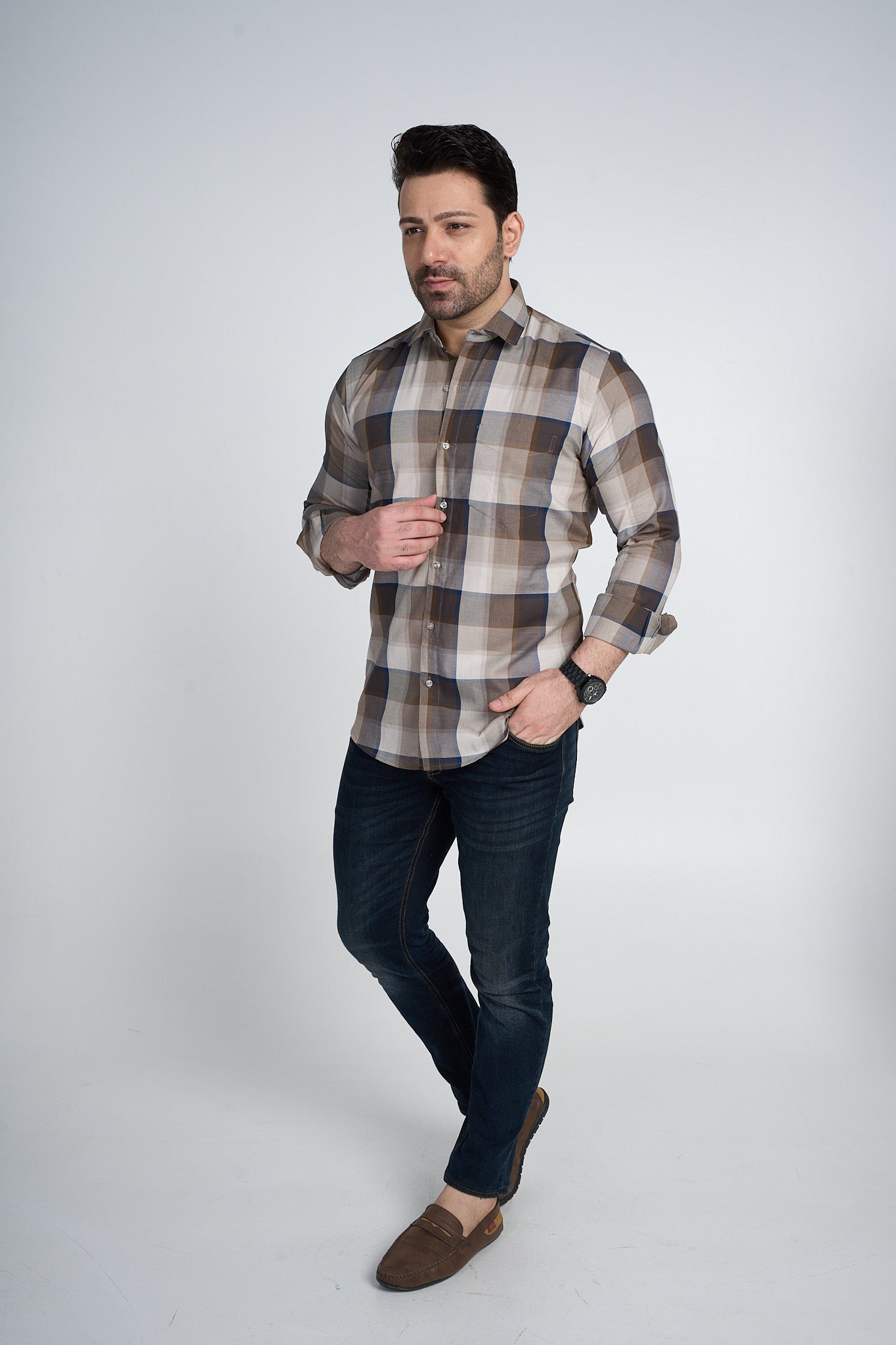 Kinross - Dobby Checkered slim fit shirt