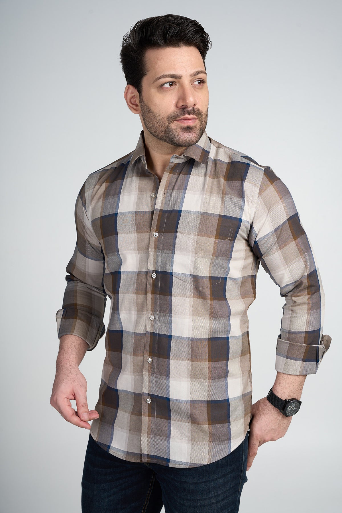 Kinross - Dobby Checkered slim fit shirt