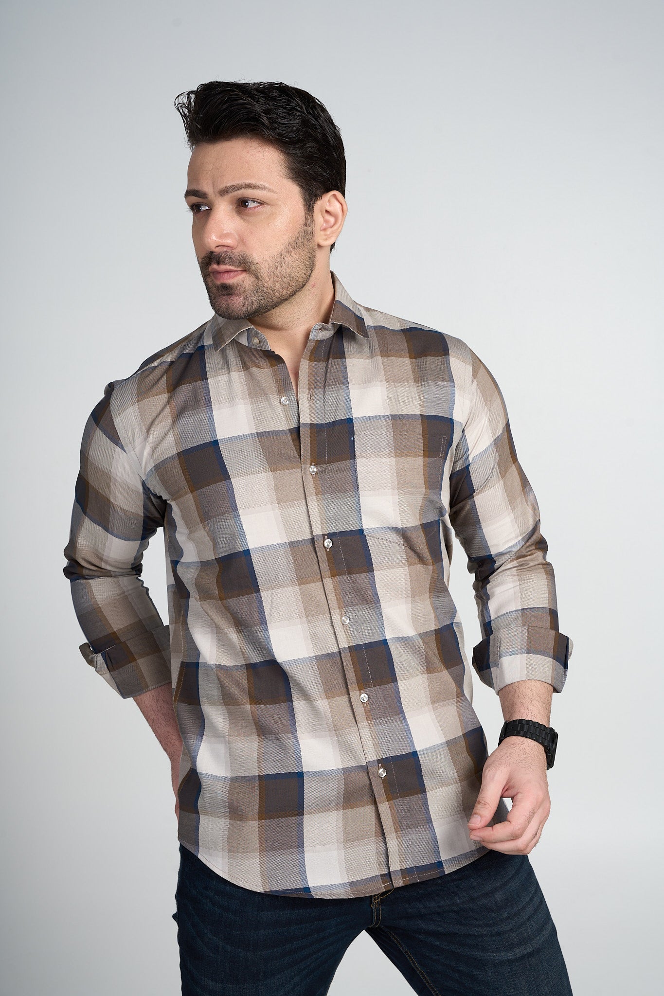 Kinross - Dobby Checkered slim fit shirt