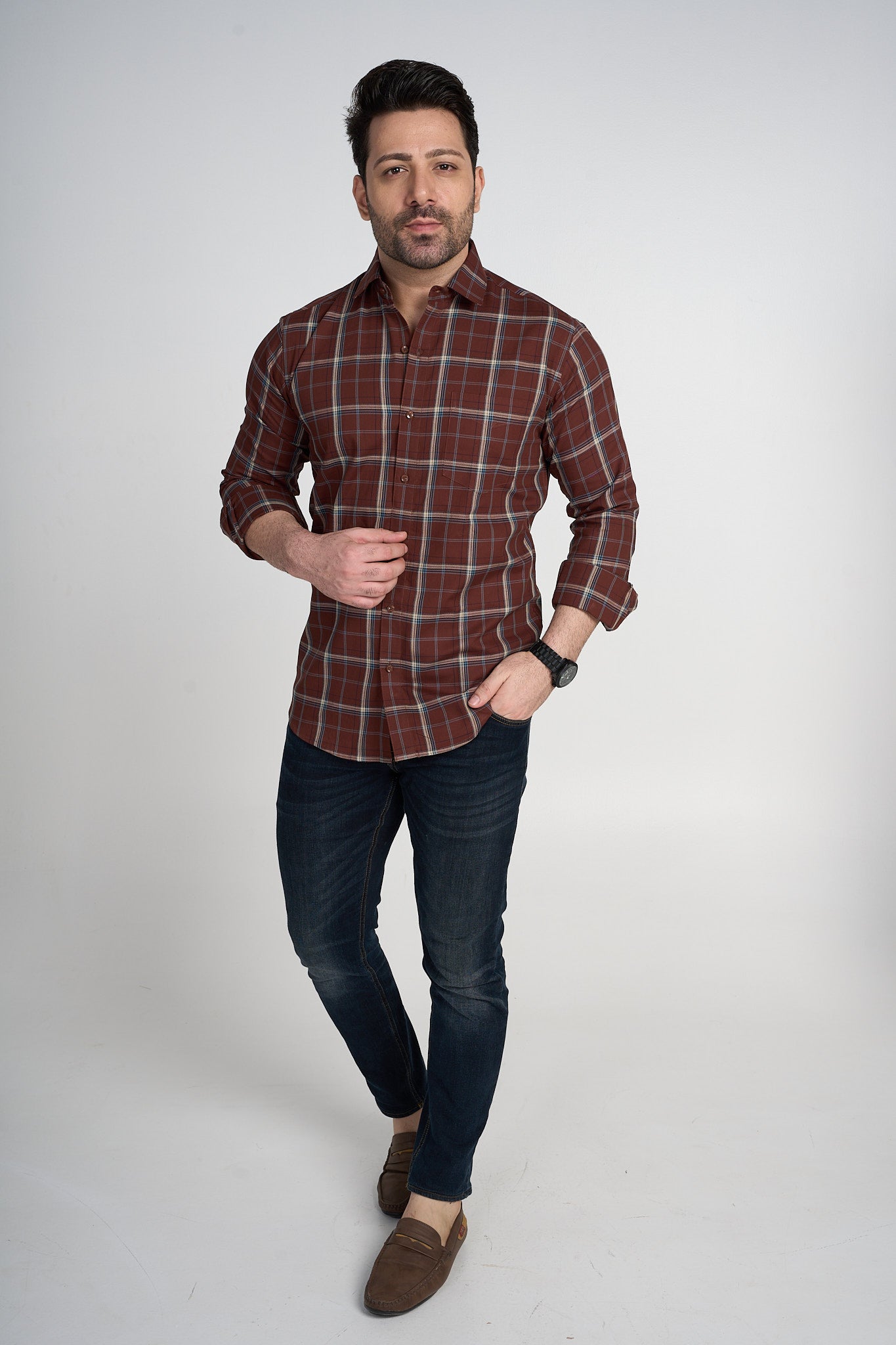 Wrekin - Dobby Checkered slim fit shirt