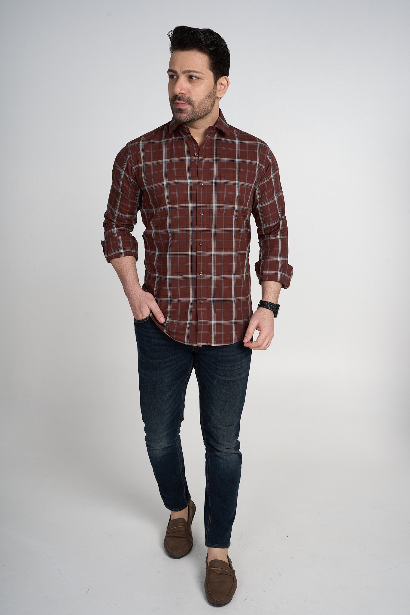 Wrekin - Dobby Checkered slim fit shirt