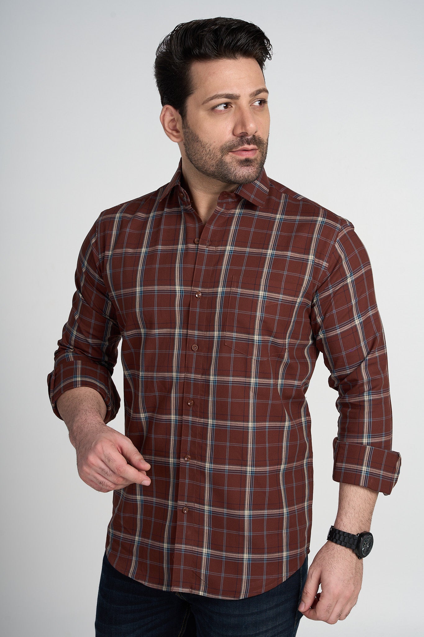Wrekin - Dobby Checkered slim fit shirt