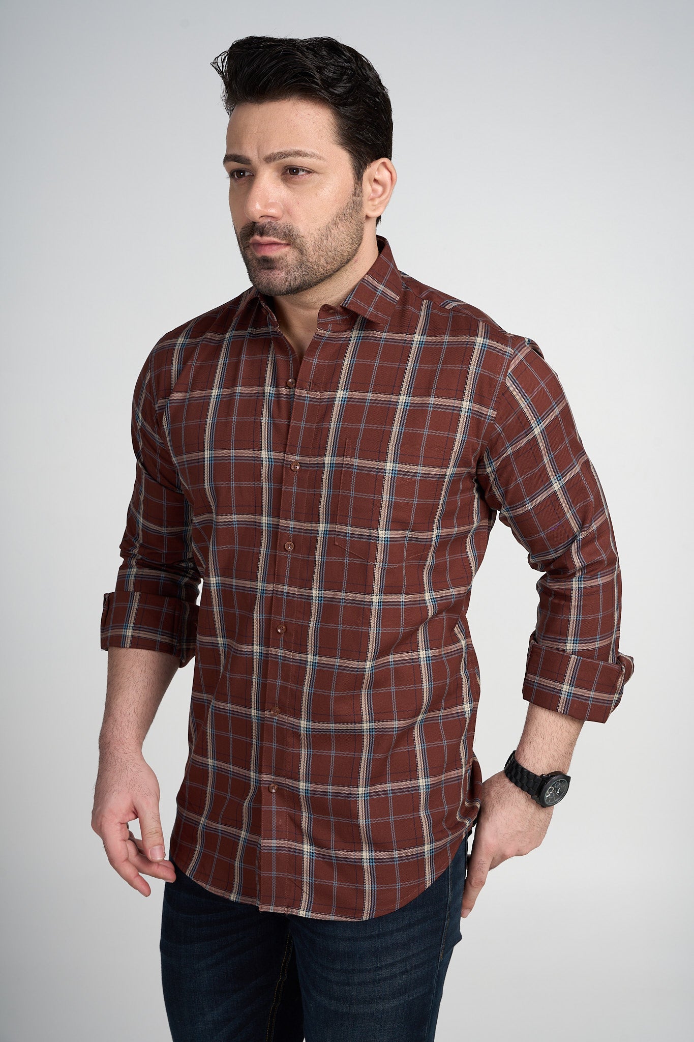 Wrekin - Dobby Checkered slim fit shirt