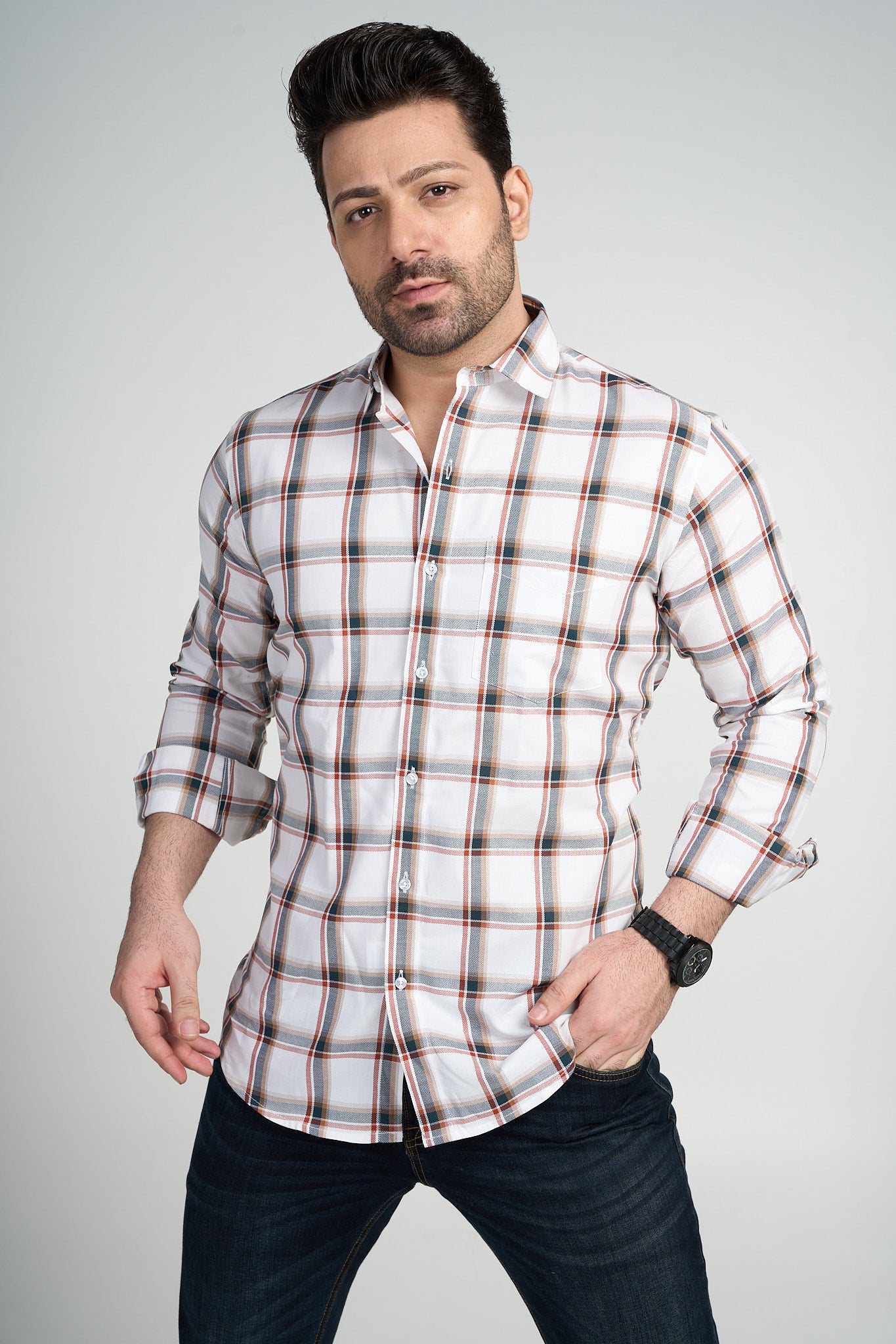 Wycombe - Dobby Checkered slim fit shirt