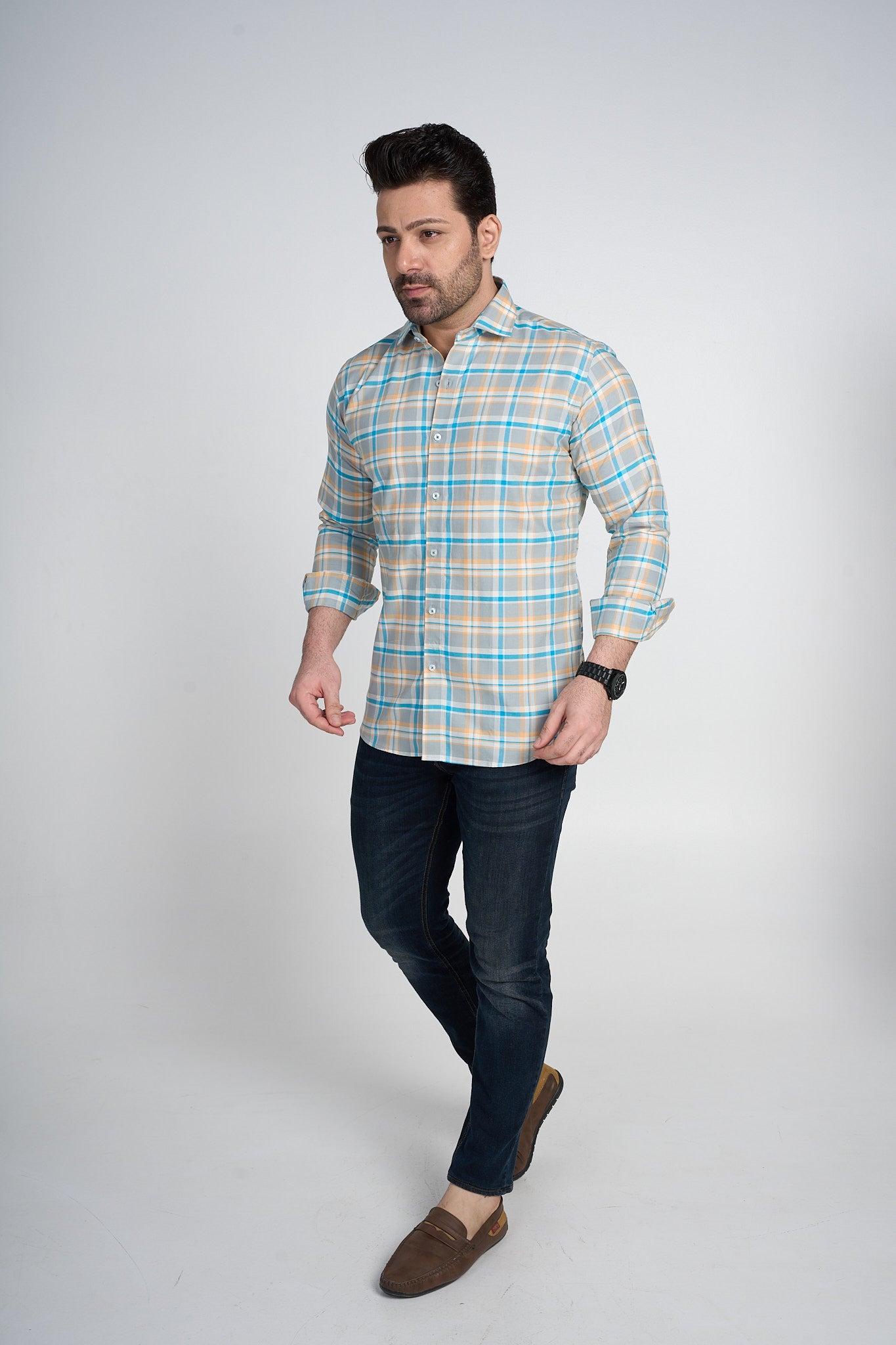 Nebula - Oxford Slim Fit Checkered Shirt