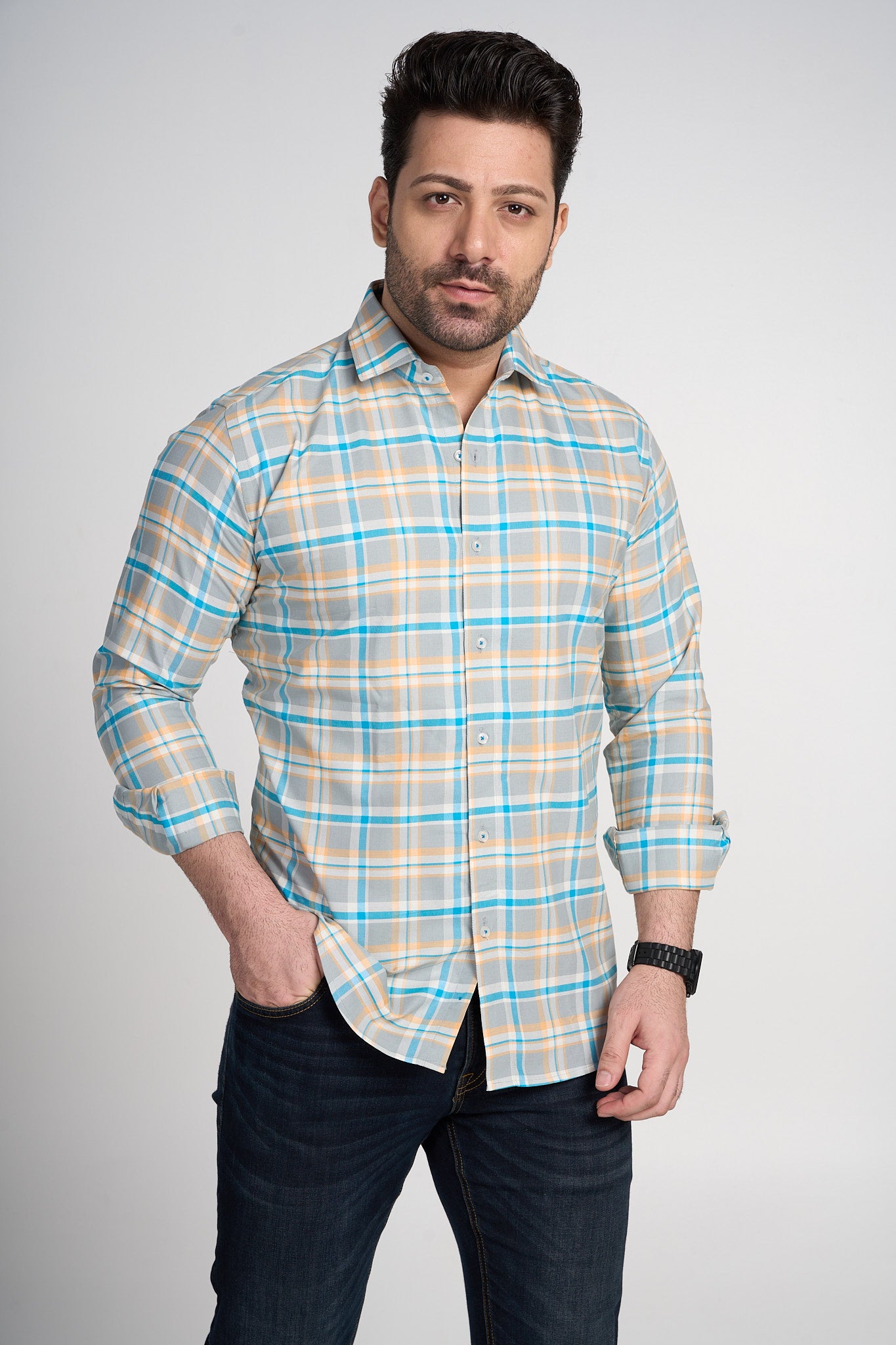 Nebula - Oxford Slim Fit Checkered Shirt