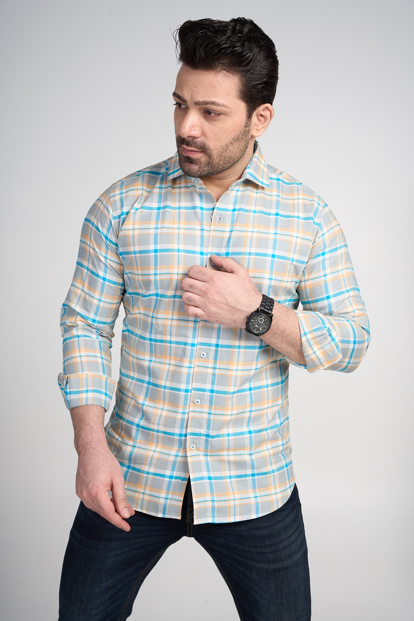 Nebula - Oxford Slim Fit Checkered Shirt