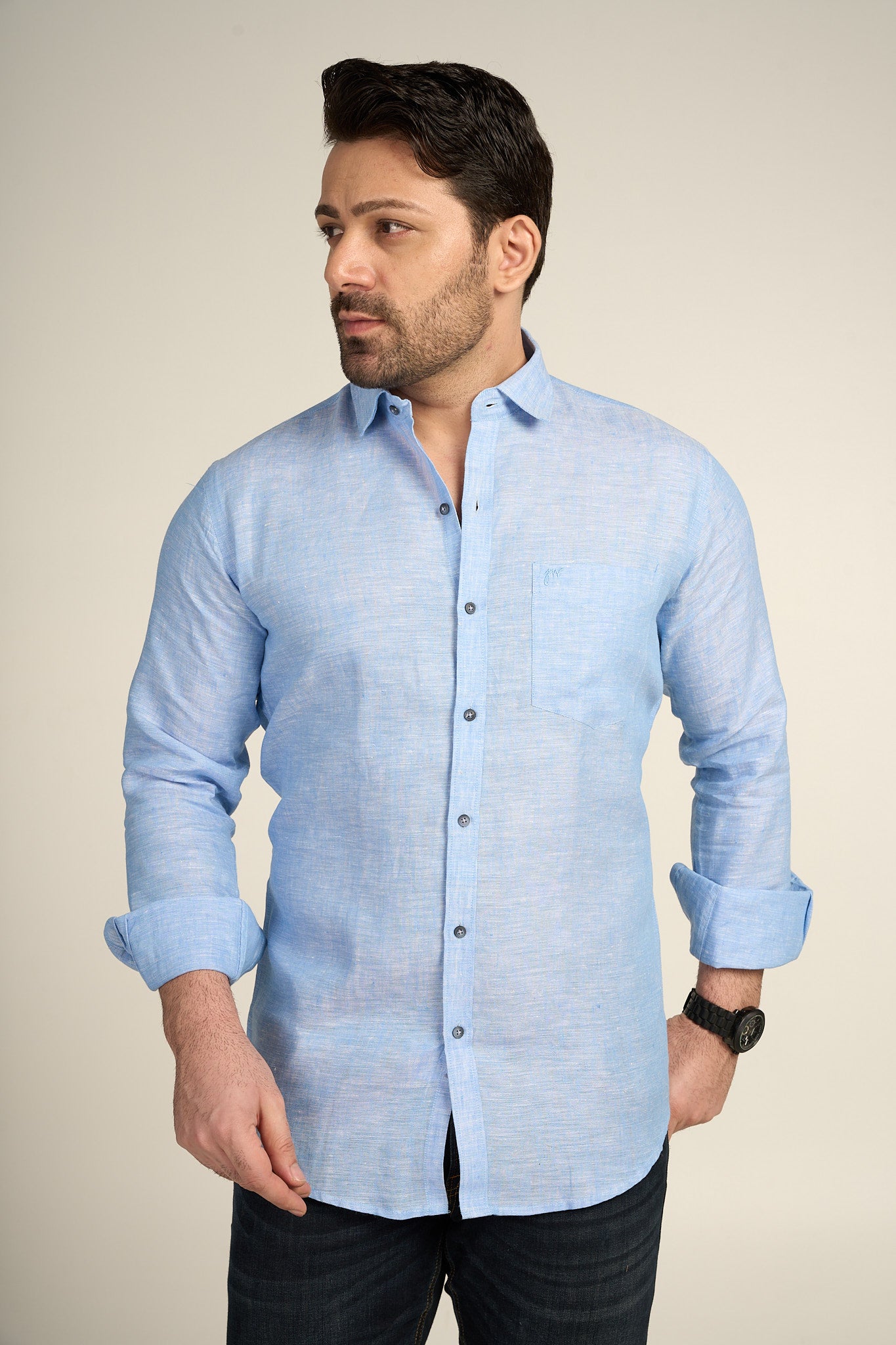 Sky Blue - Pure Linen Shirt