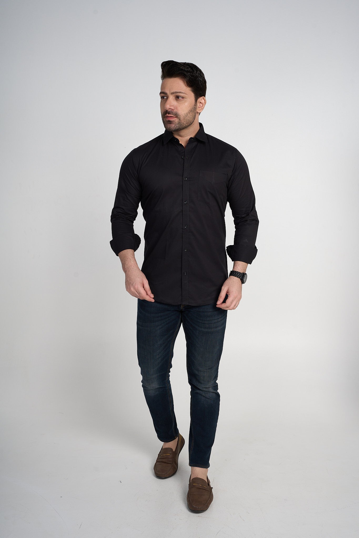 Quib - Solid Shirt-  Black