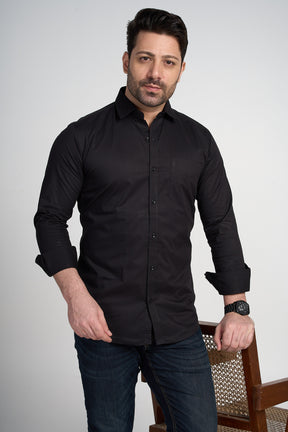 Quib - Solid Shirt-  Black