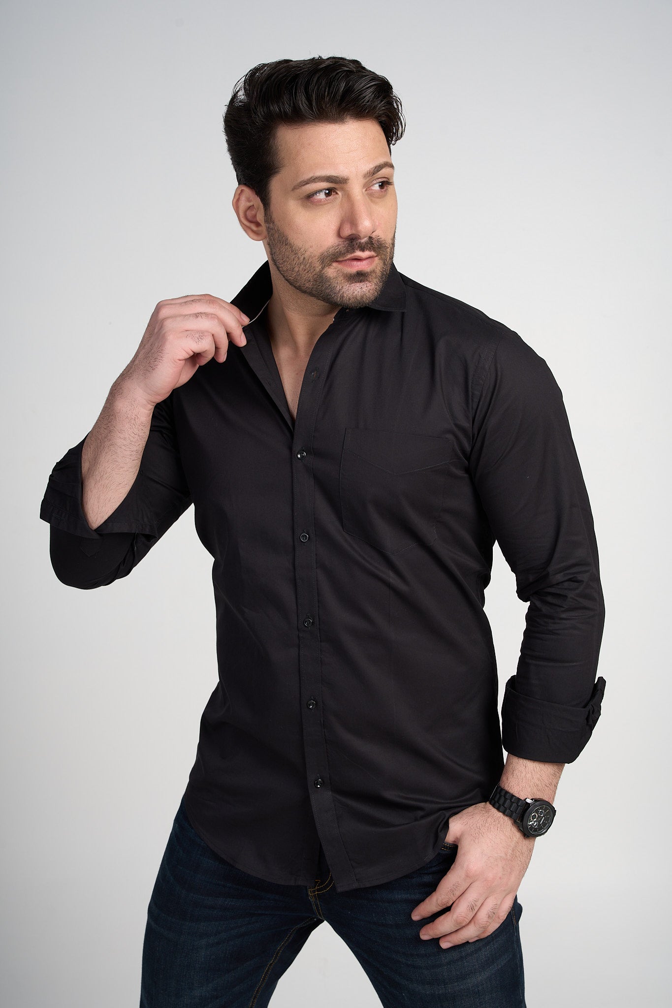 Quib - Solid Shirt-  Black