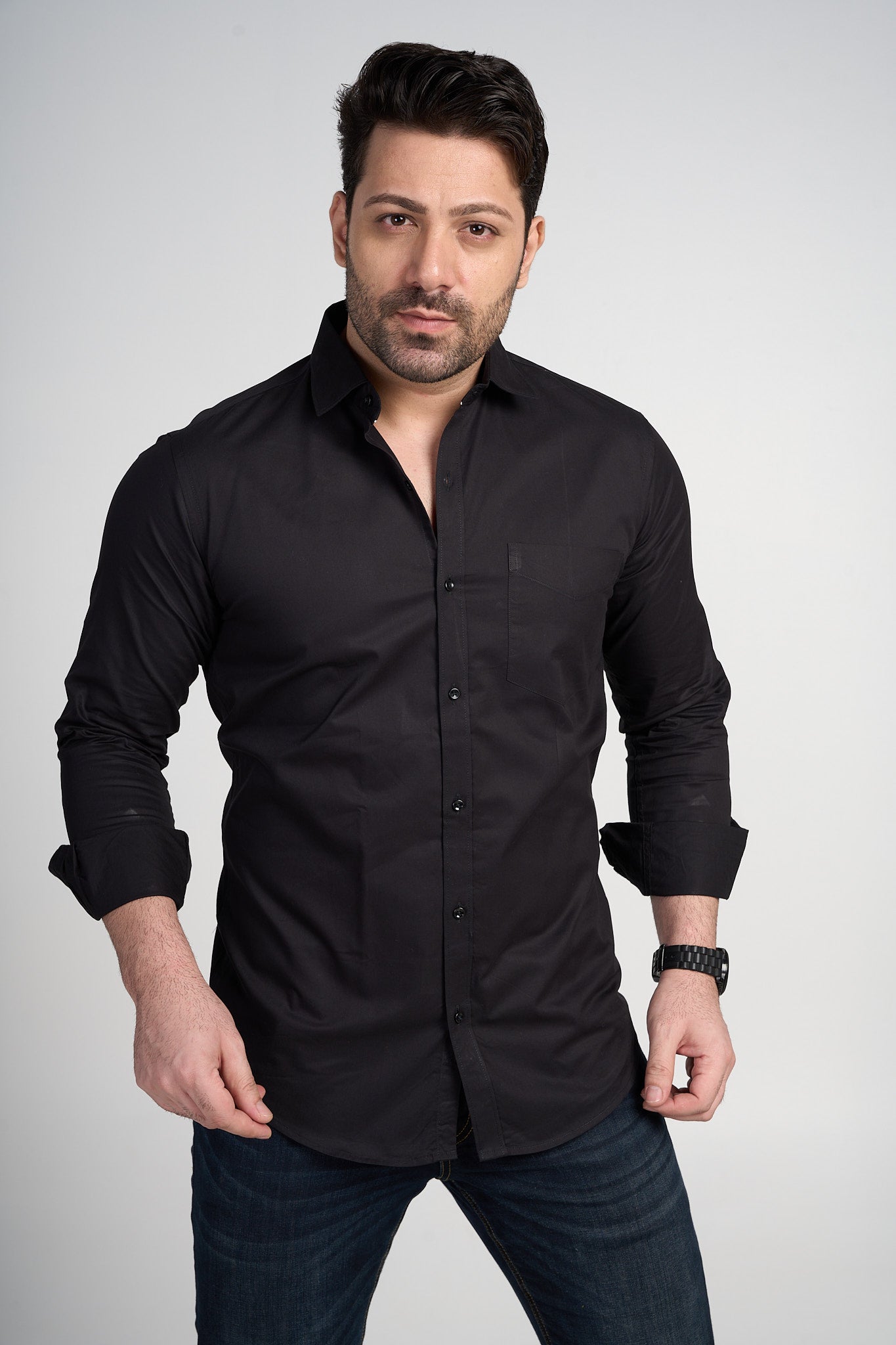 Quib - Solid Shirt-  Black