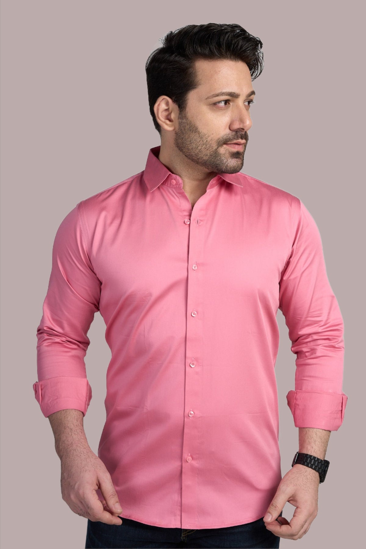 Dewsbury - Classic Solid Slim Fit Shirt- Pink