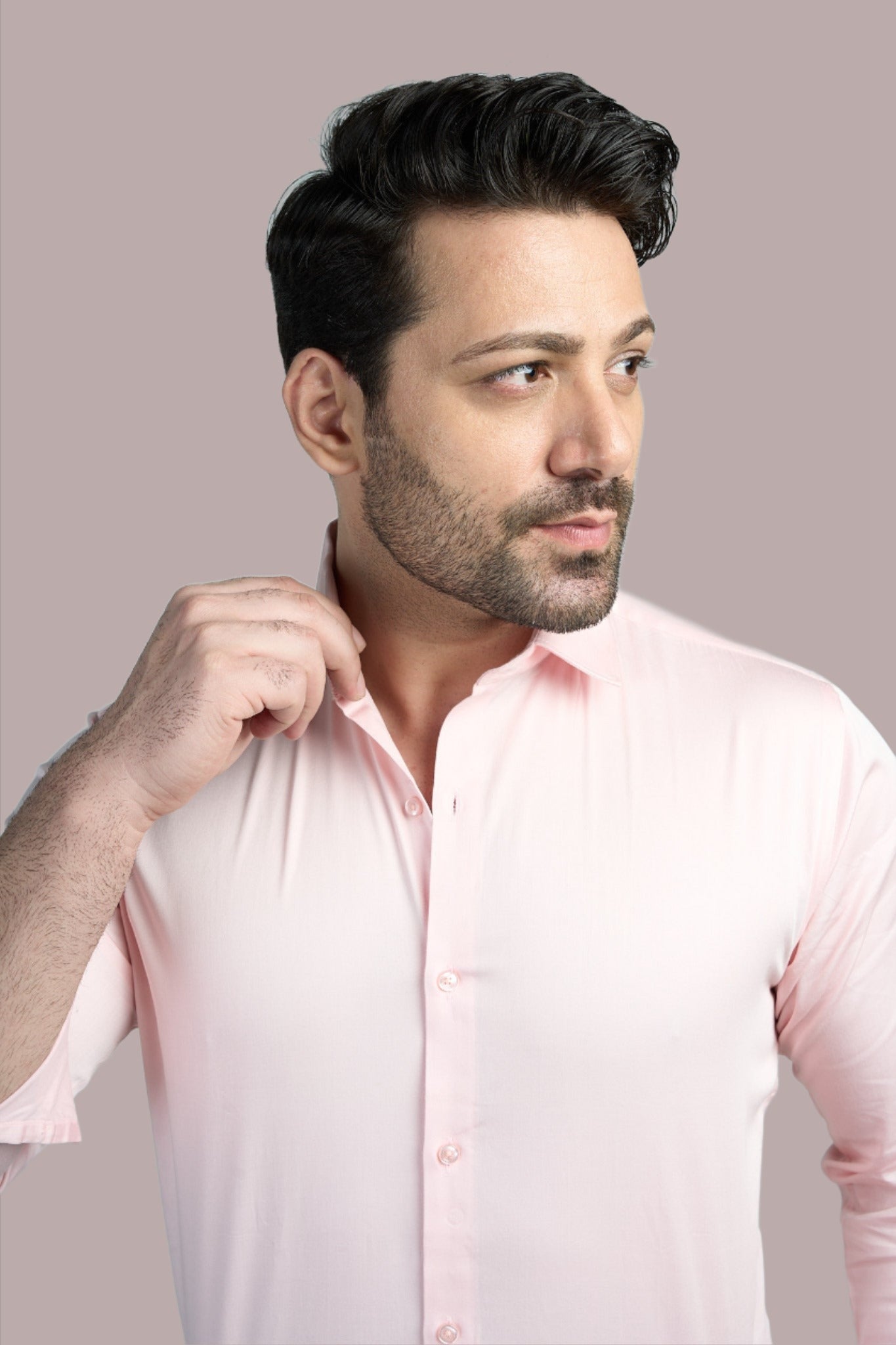 Baby Pink - Satin Slim fit shirt