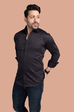 Chet - Classic Solid Slim Fit Shirt - Black