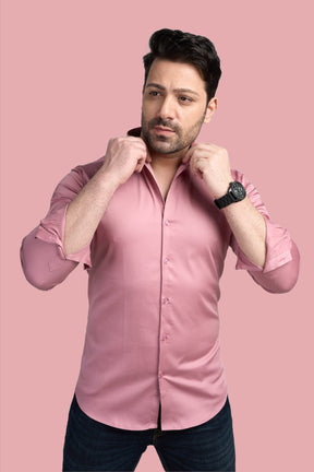 Propus - Classic Solid Slim Fit Shirt - Pink