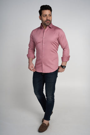 Propus - Classic Solid Slim Fit Shirt - Pink