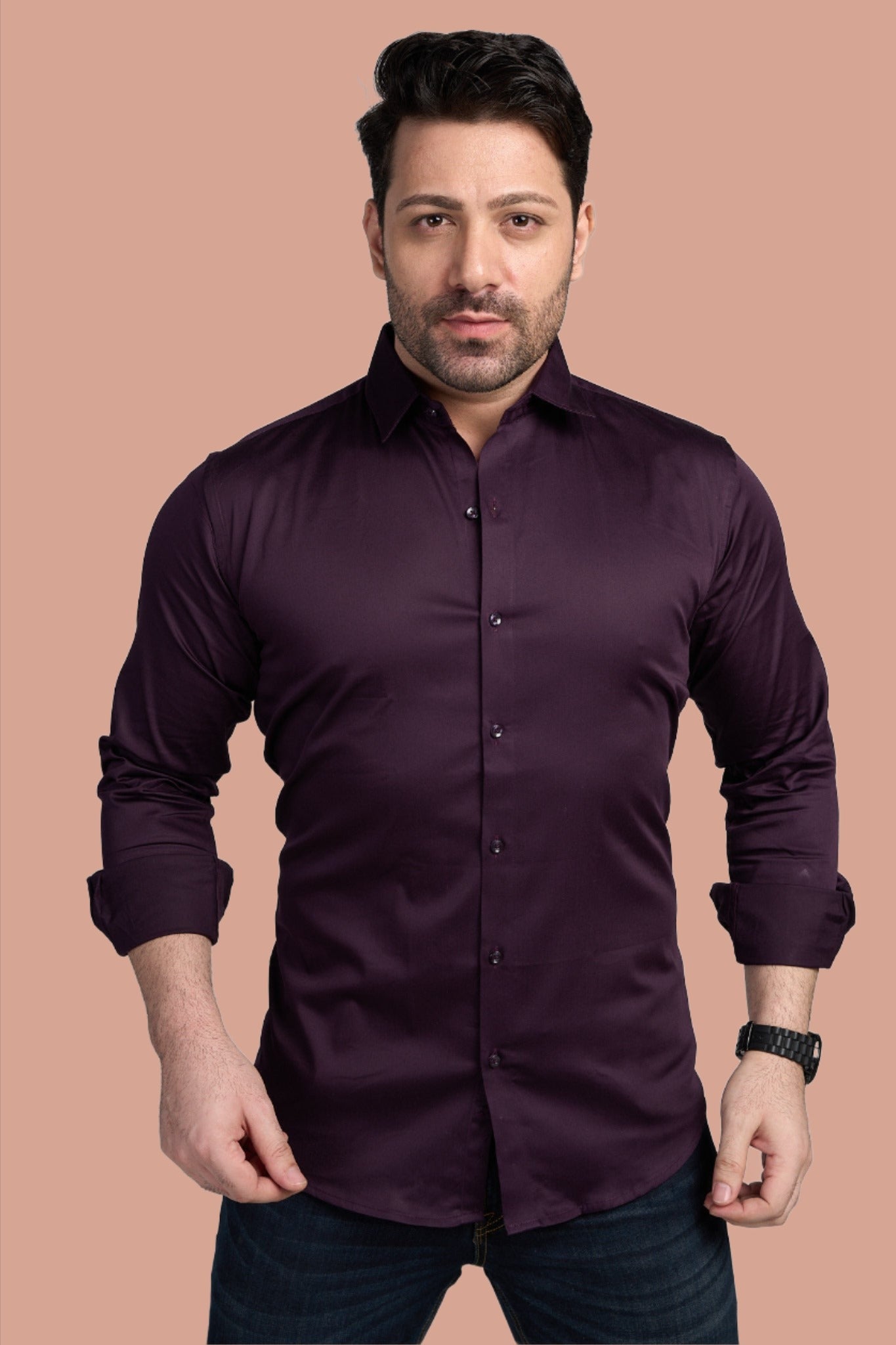 Braintree - Satin Slim Fit Shirt - Wine