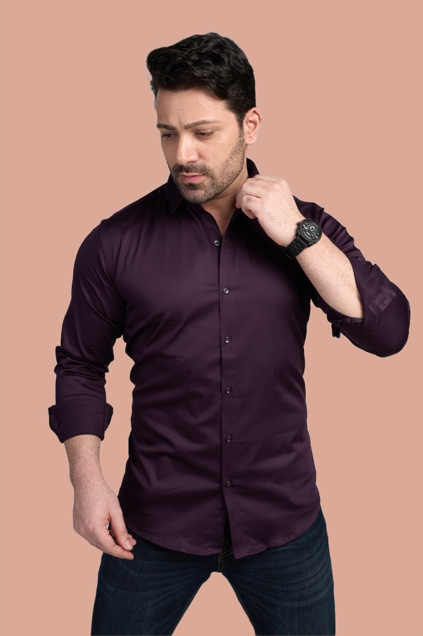 Braintree - Satin Slim Fit Shirt - Wine