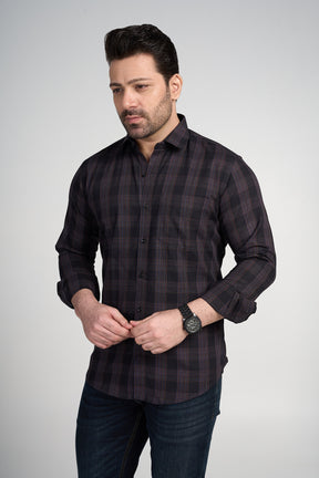 Ashfield - Dobby Checkered slim fit shirt