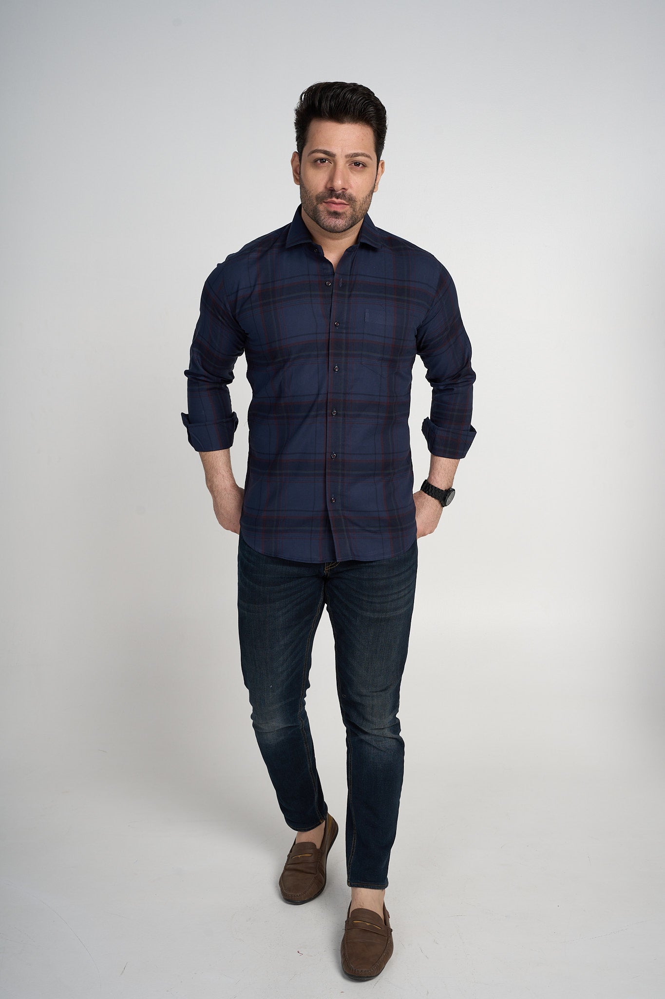 Horsham - Dobby Checkered slim fit shirt