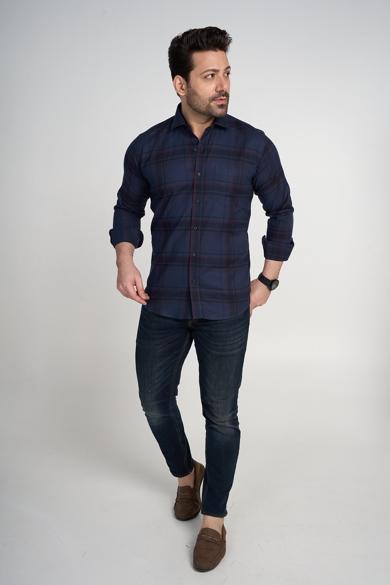 Horsham - Dobby Checkered slim fit shirt