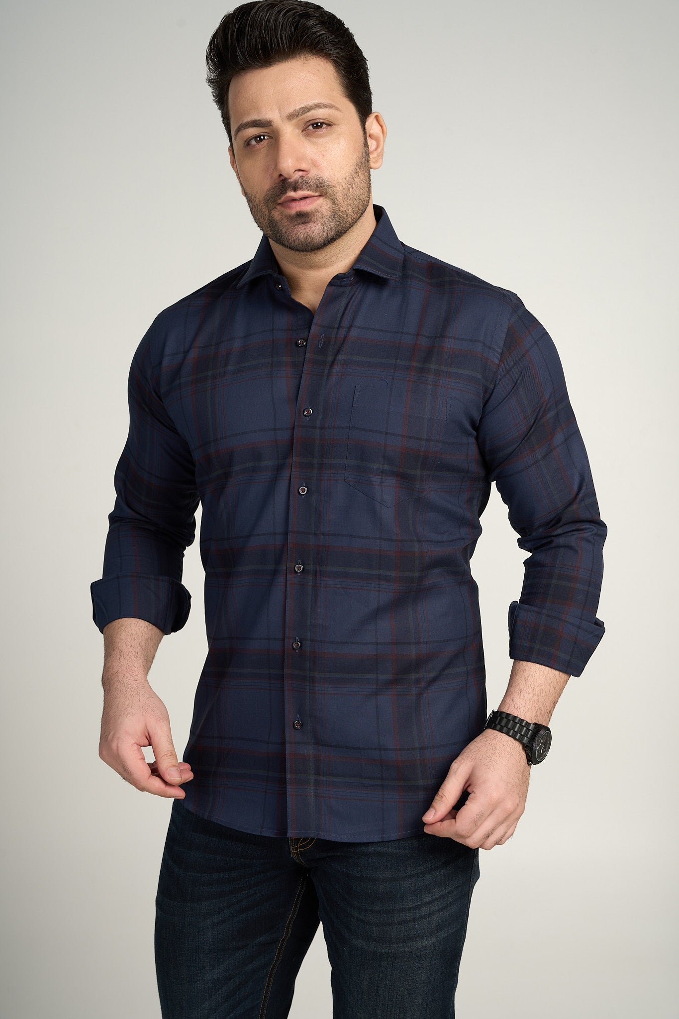 Horsham - Dobby Checkered slim fit shirt