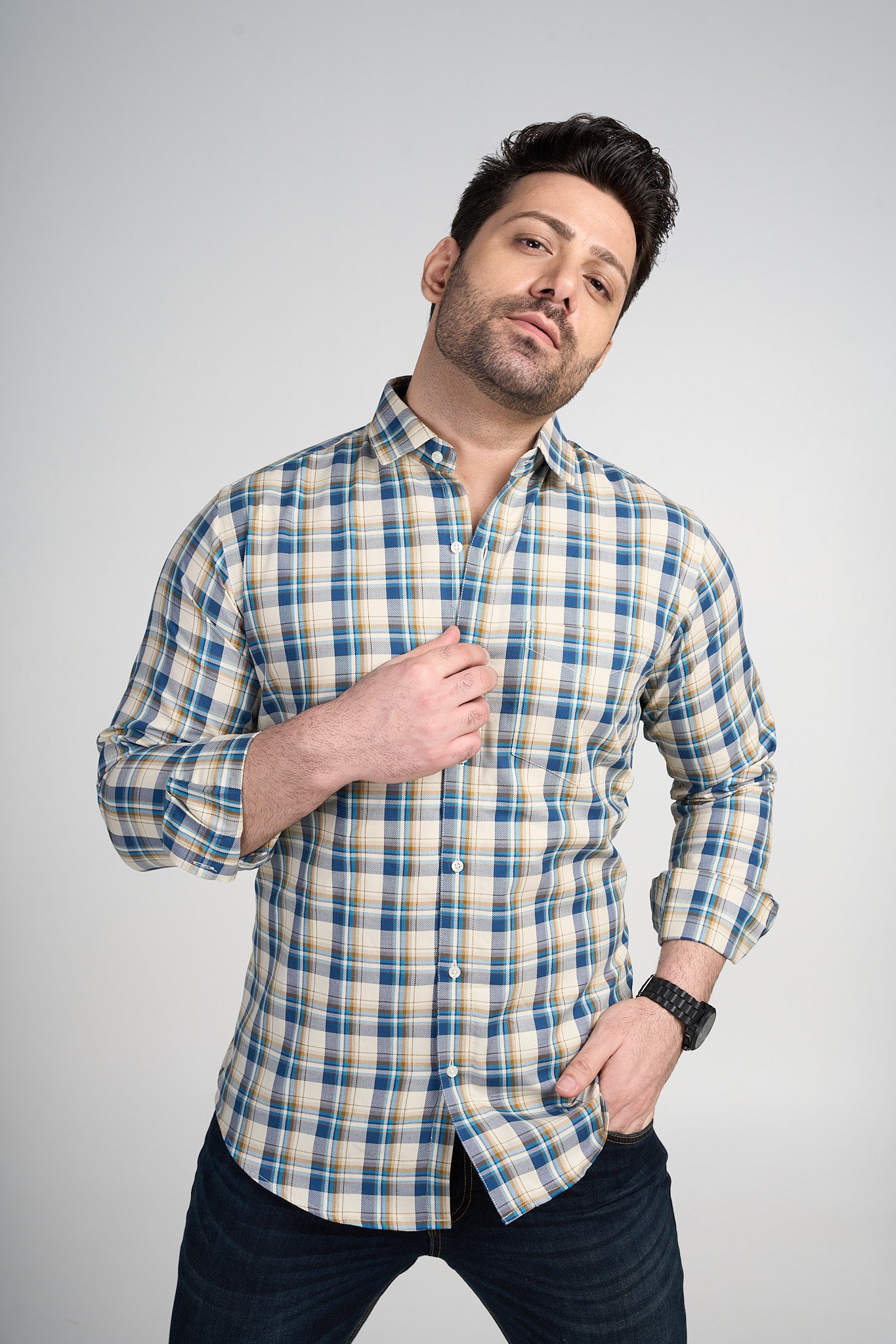 Lothian - Dobby Checkered slim fit shirt