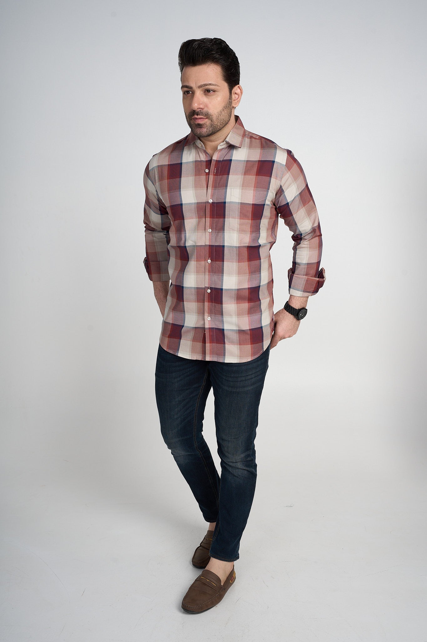 Bedford - Dobby Checkered slim fit shirt