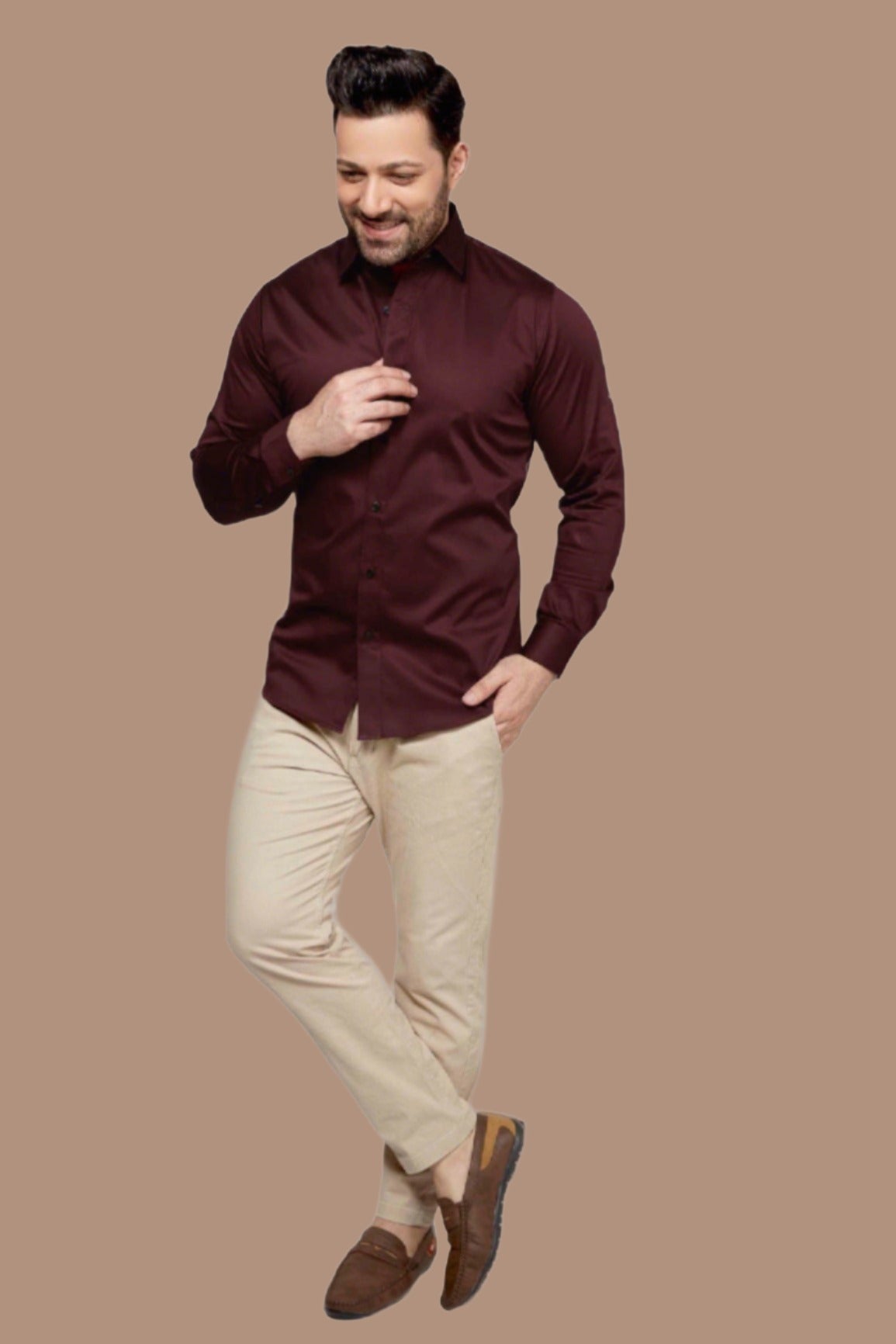 Maroon - Satin Slim fit shirt - John Watson